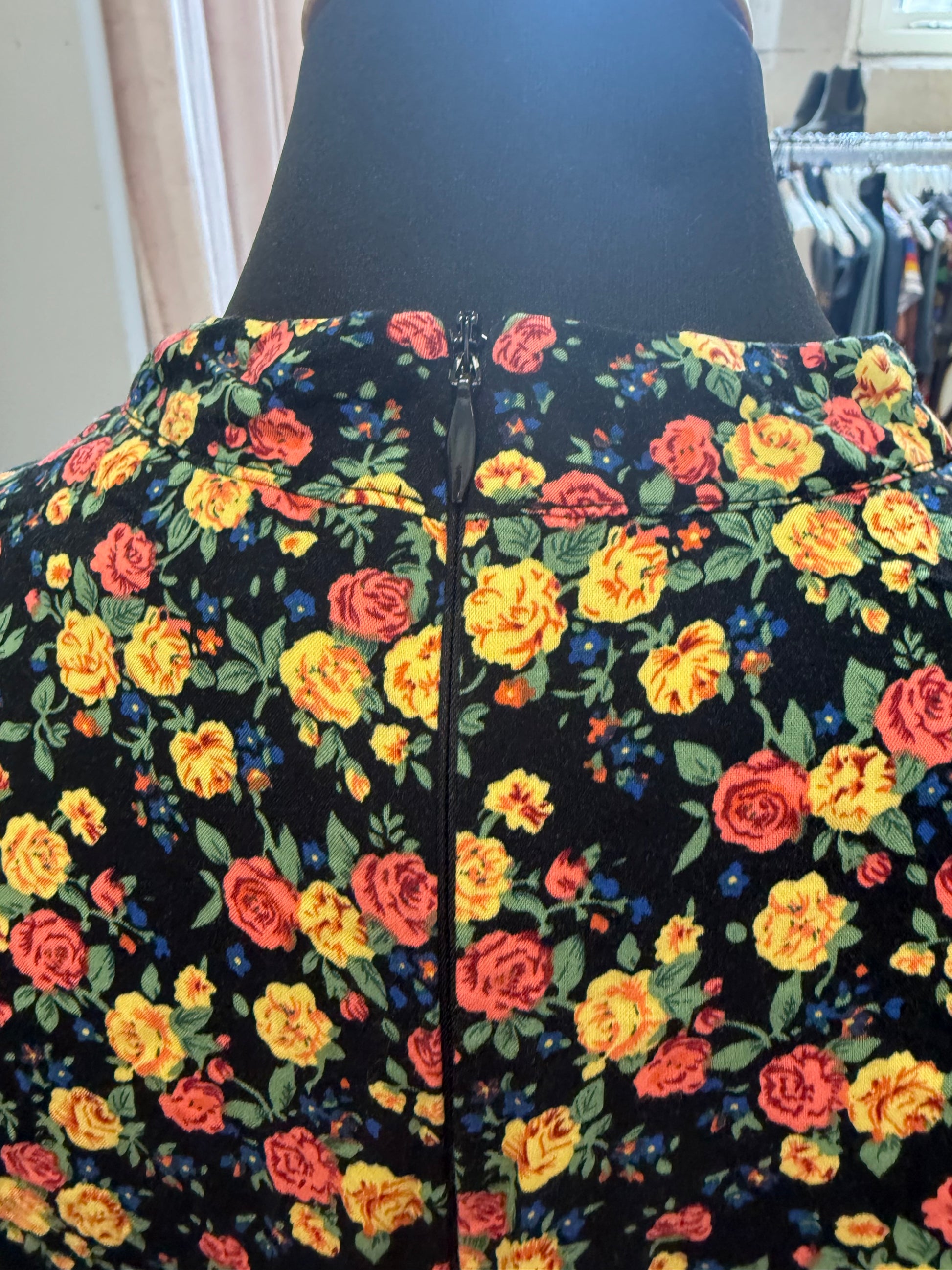 Oasis red and yellow floral high neck long sleeve mini dress