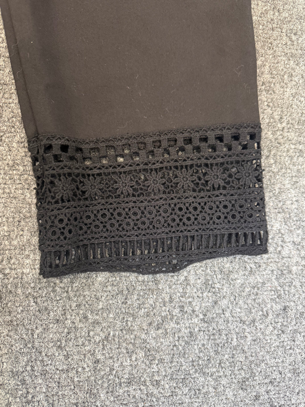 Zara black crochet bottom crop trousers