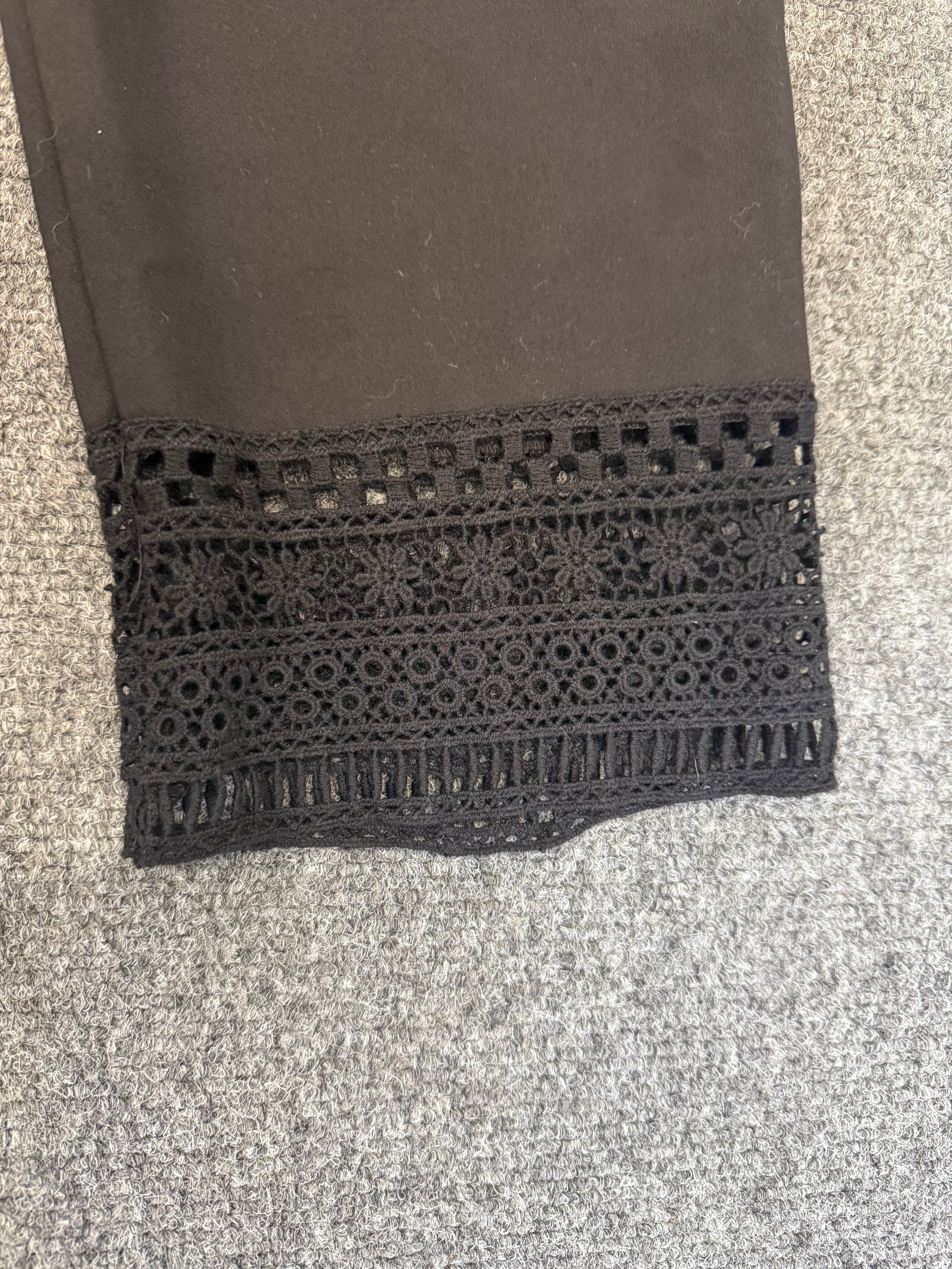 Zara black crochet bottom crop trousers