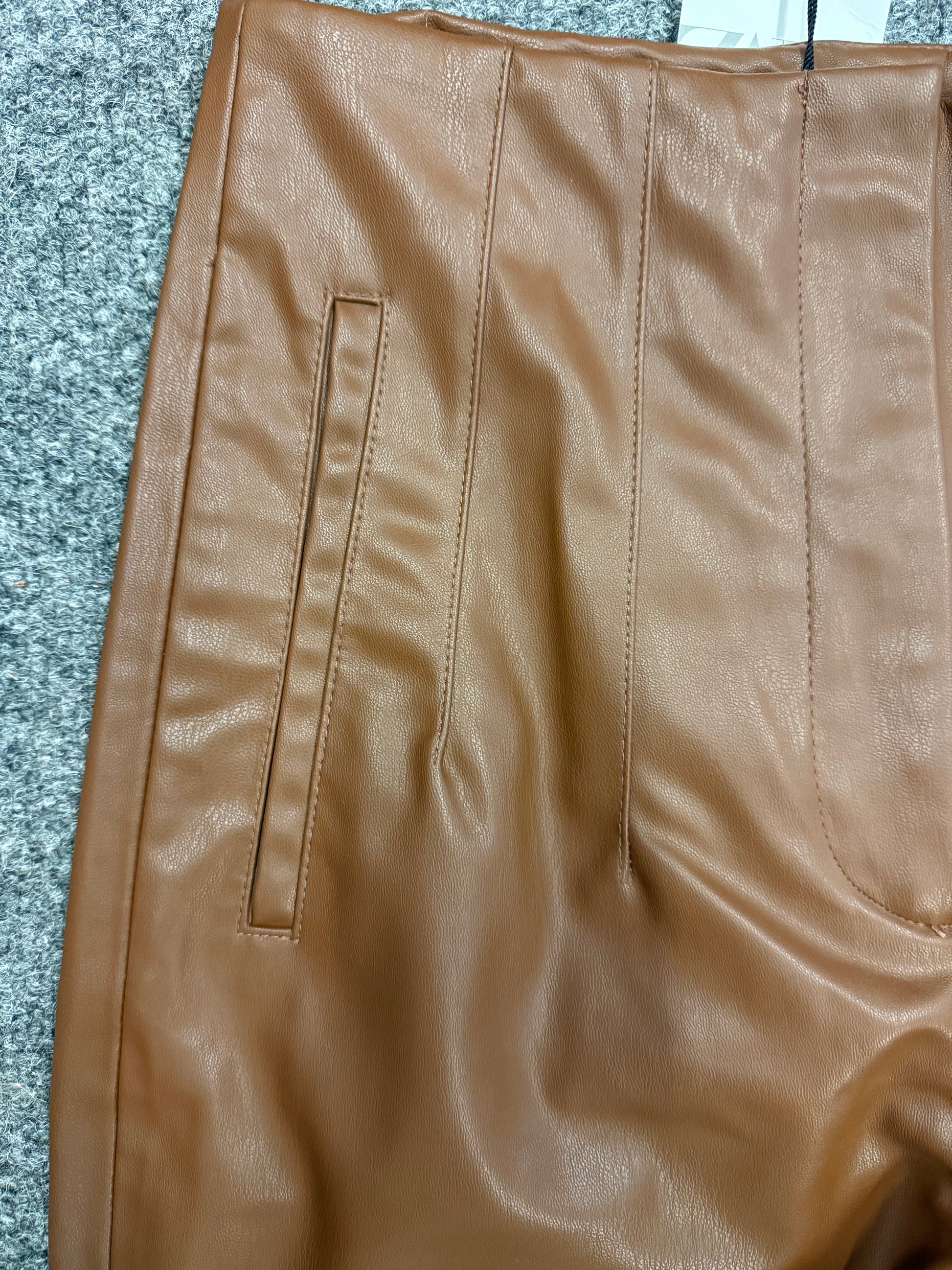 Zara brown high waist pleather trousers