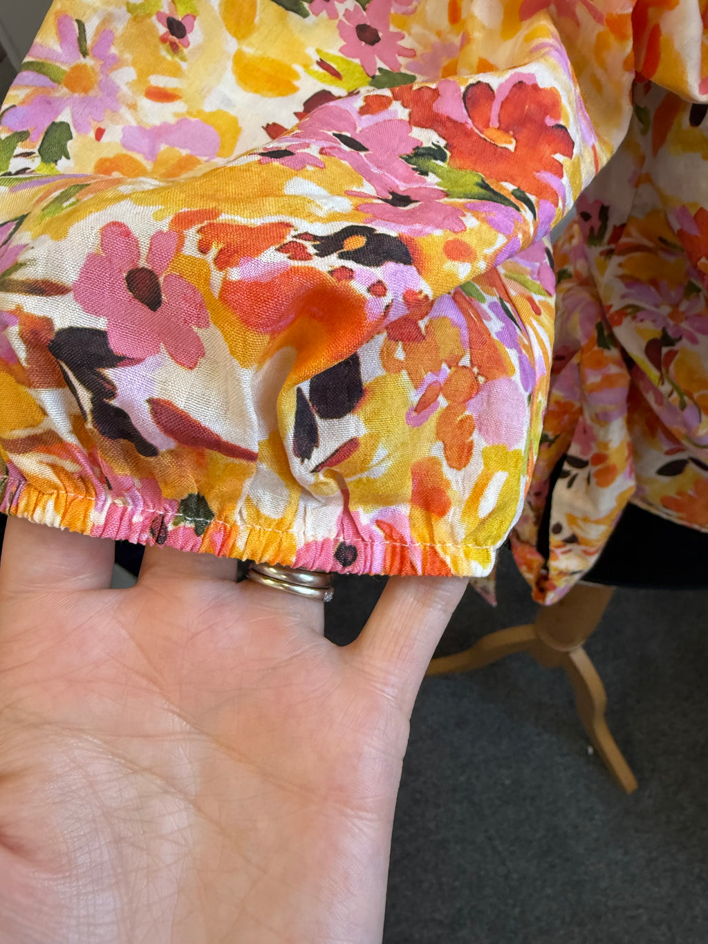 George floral pouffe sleeve wrap top