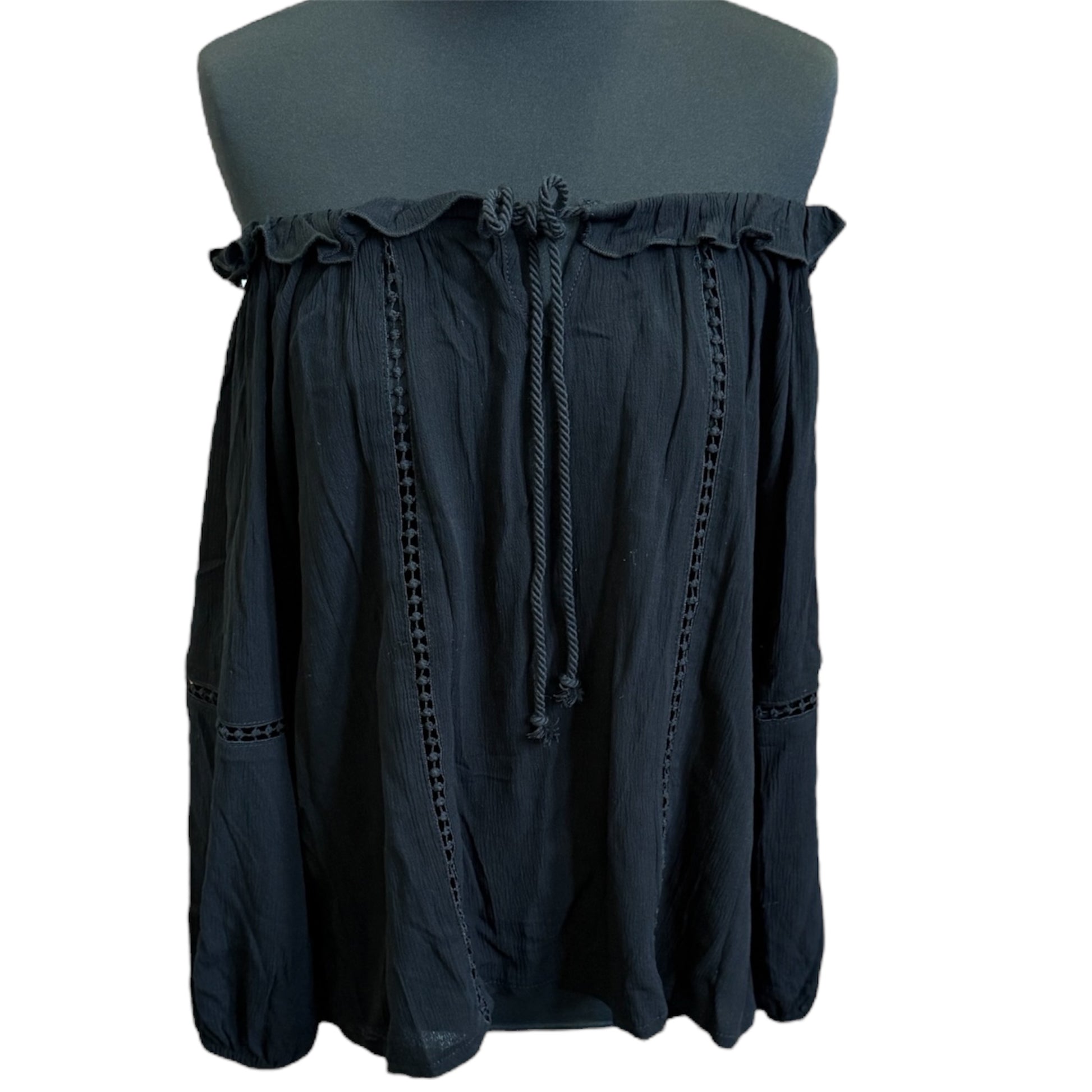 Select black off the shoulder long sleeve top