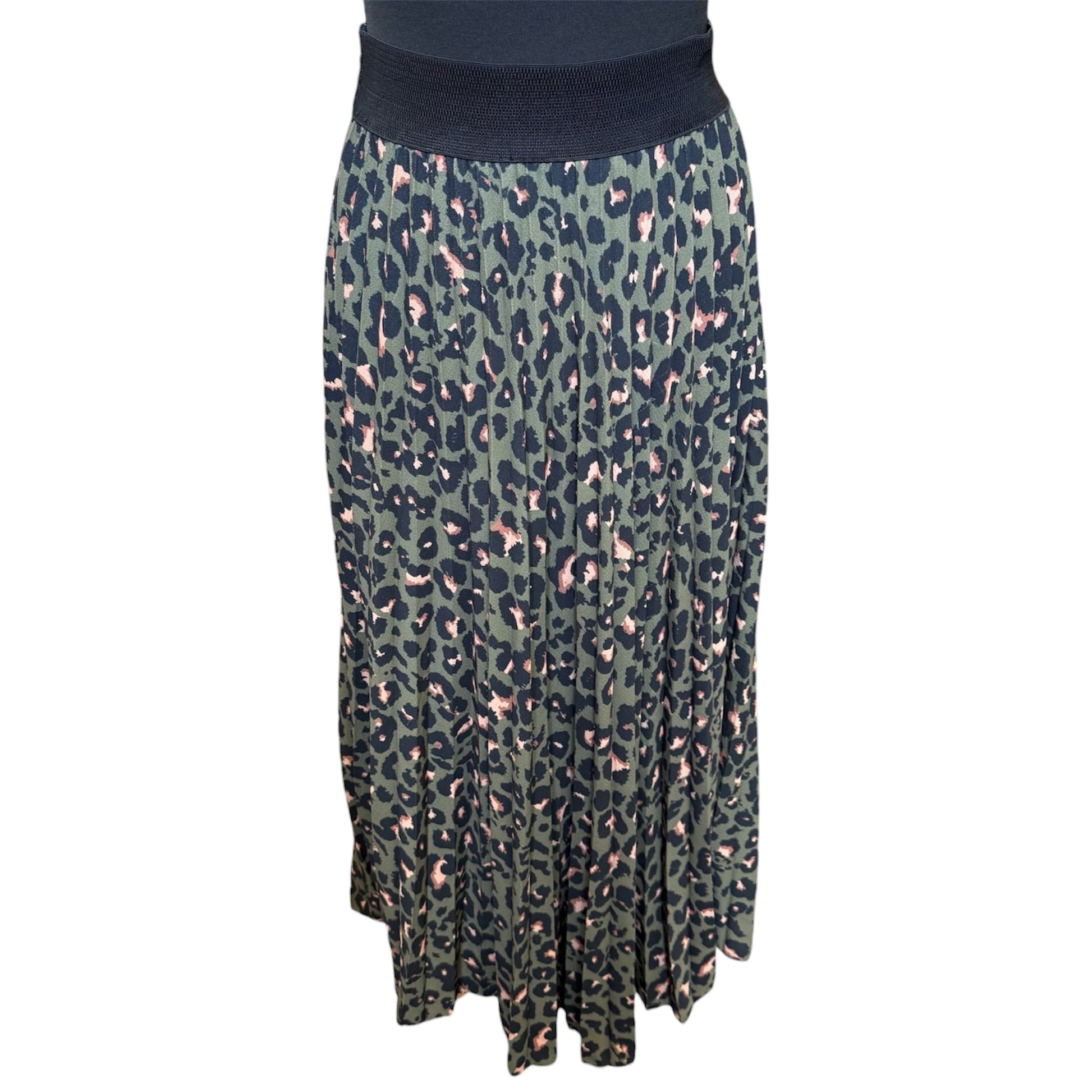 Made in Italy khaki and pink midi pleated skirt
