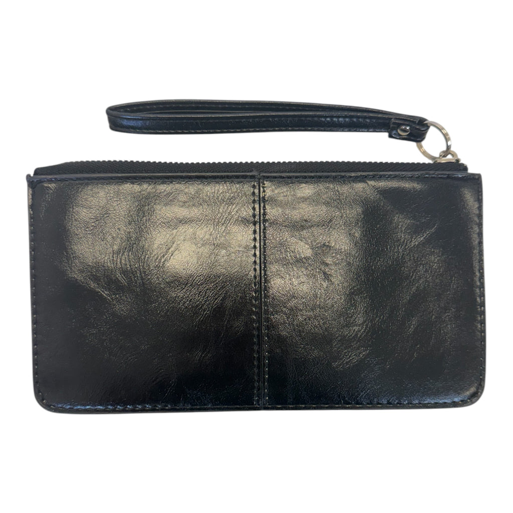 Small black clutch with arm strap
