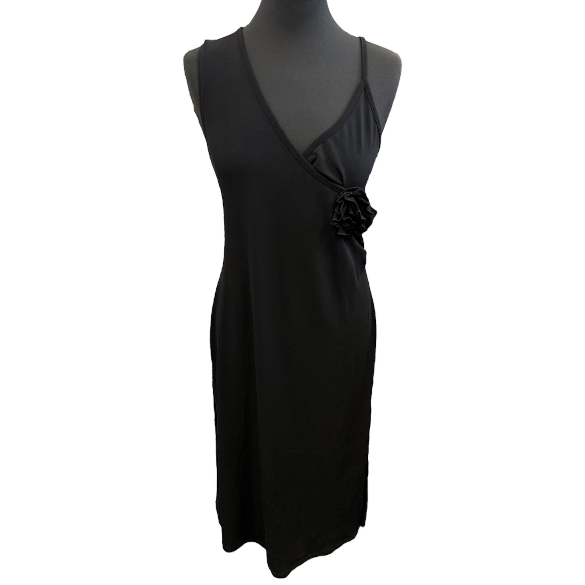 Cote Femme rose detail black midi dress