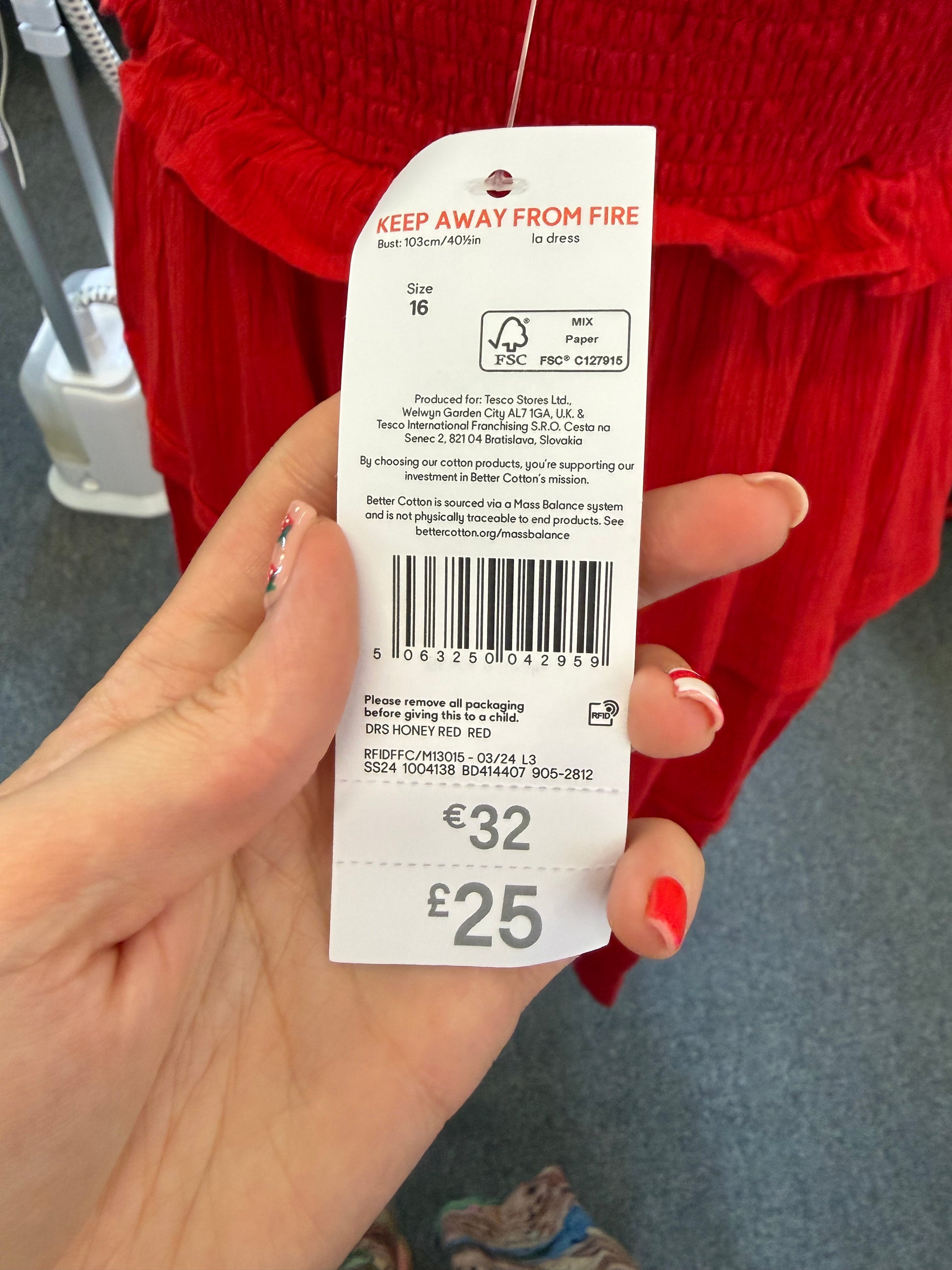F&F red tiered maxi dress