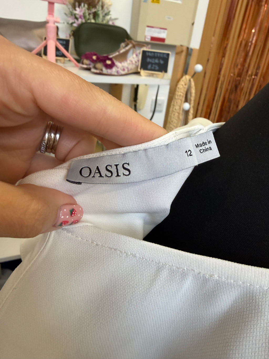 Oasis white frill blouse