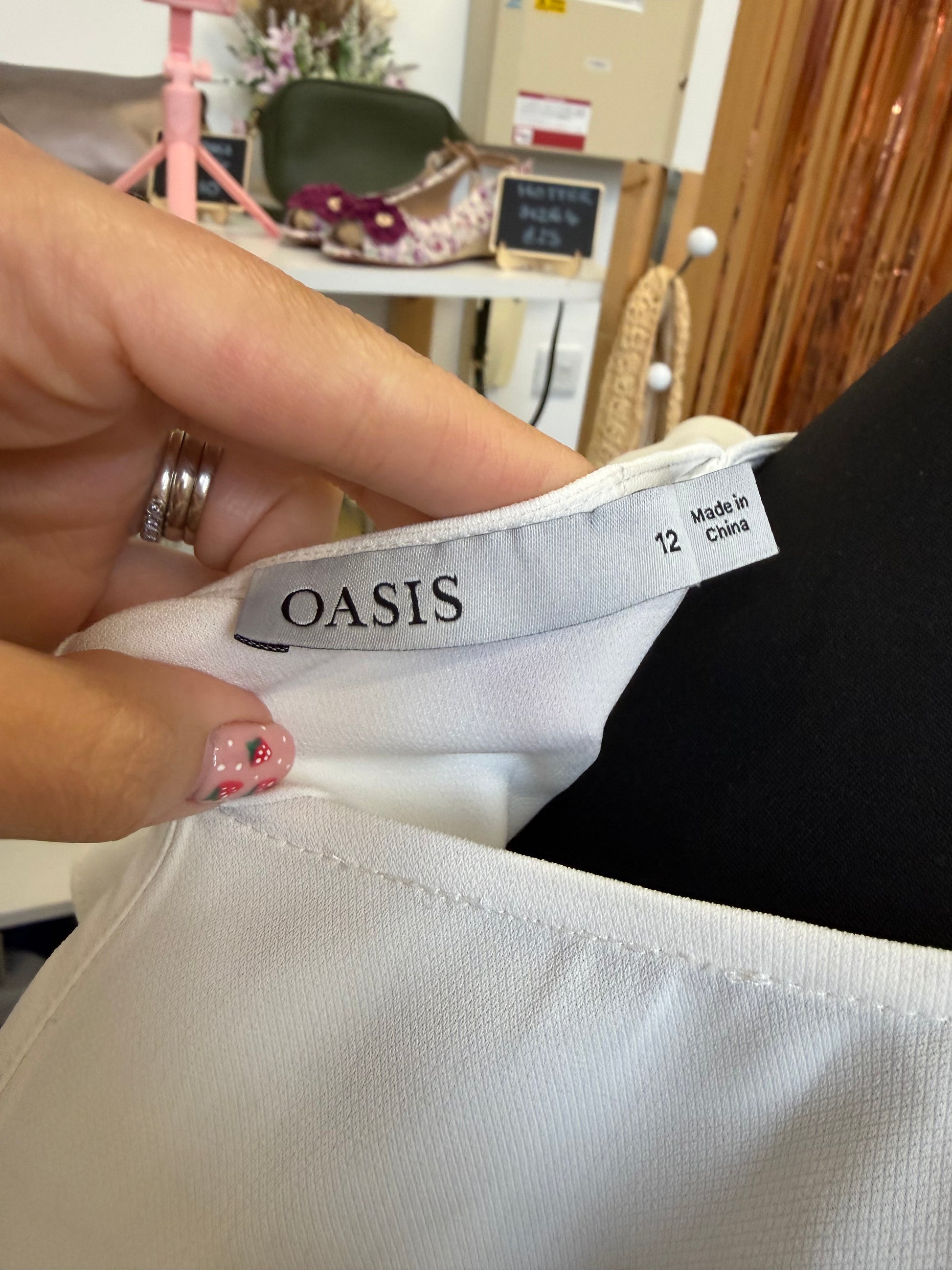 Oasis white frill blouse