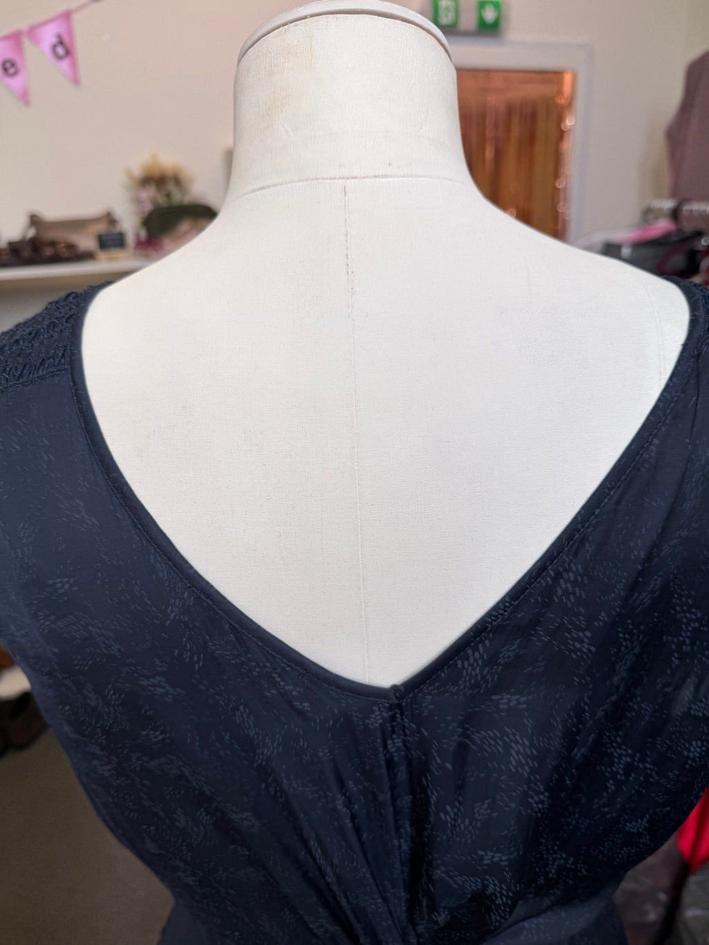 M&S navy sleeveless tie middle midi dress