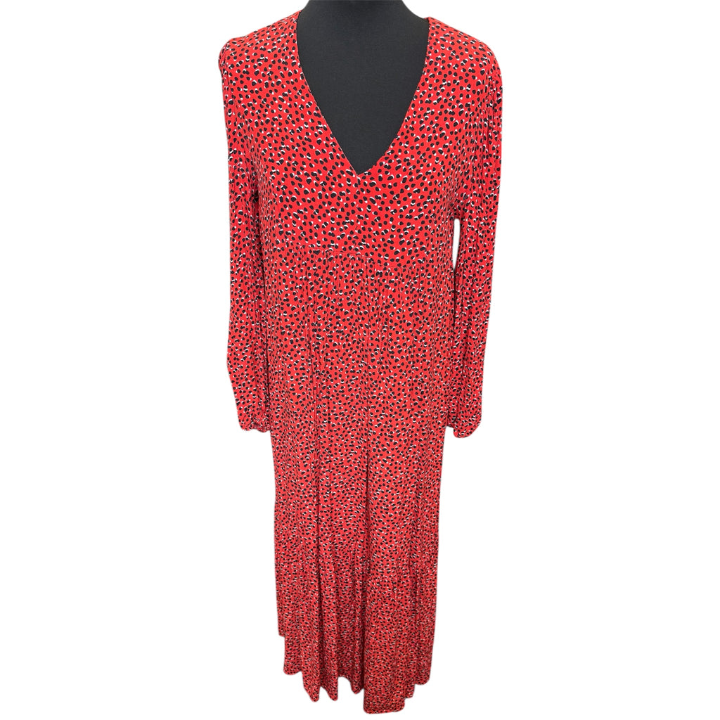 Primark red animal print long sleeved maxi dress
