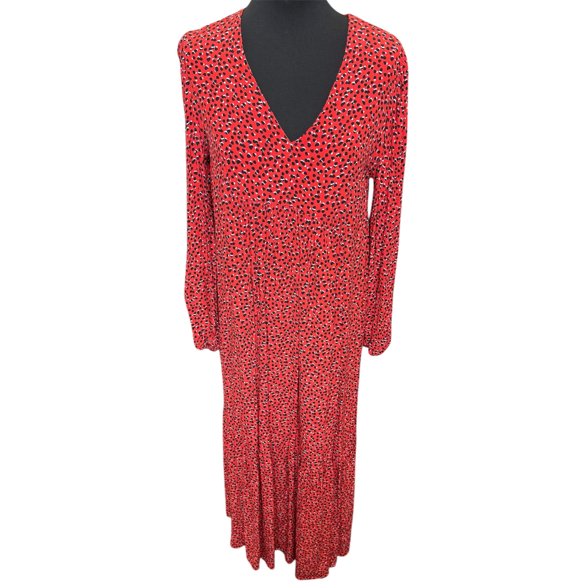 Primark red animal print long sleeved maxi dress