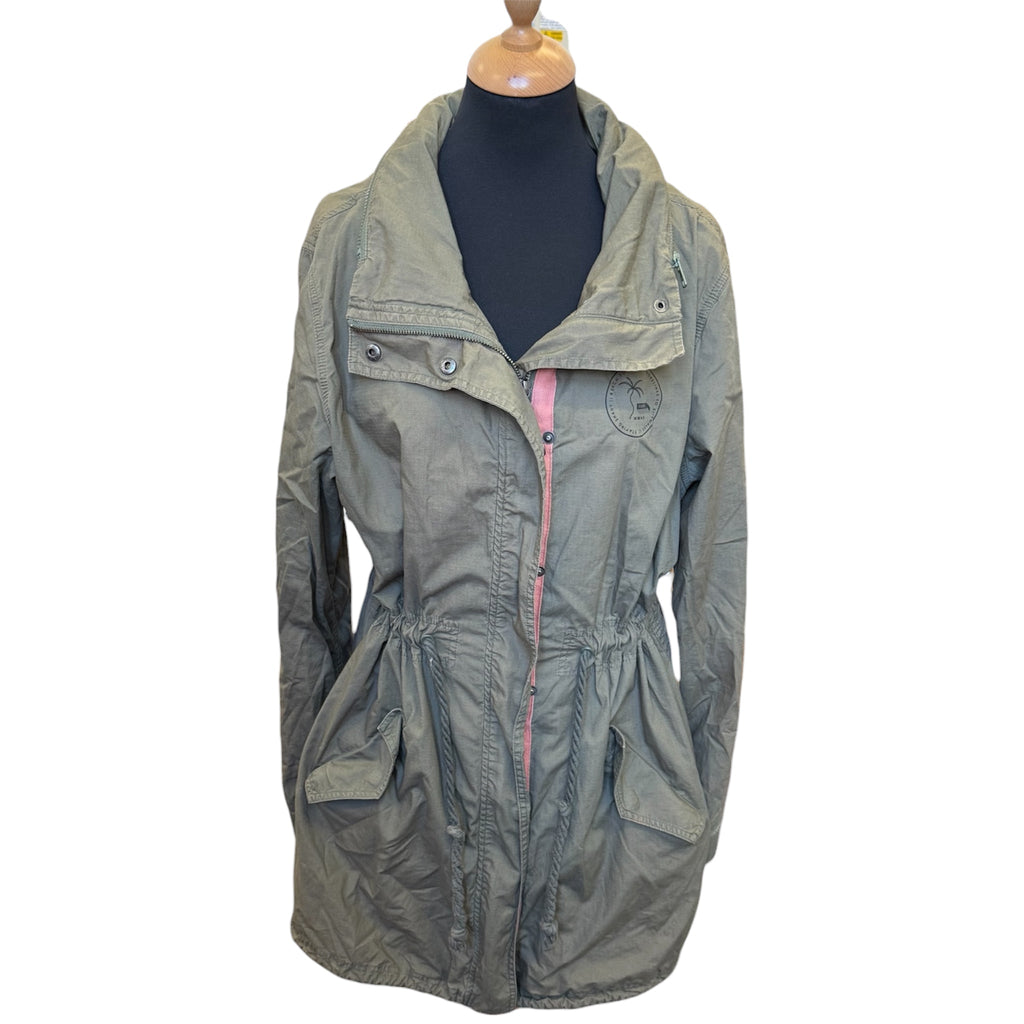 Animal khaki drawstring waist longline coat