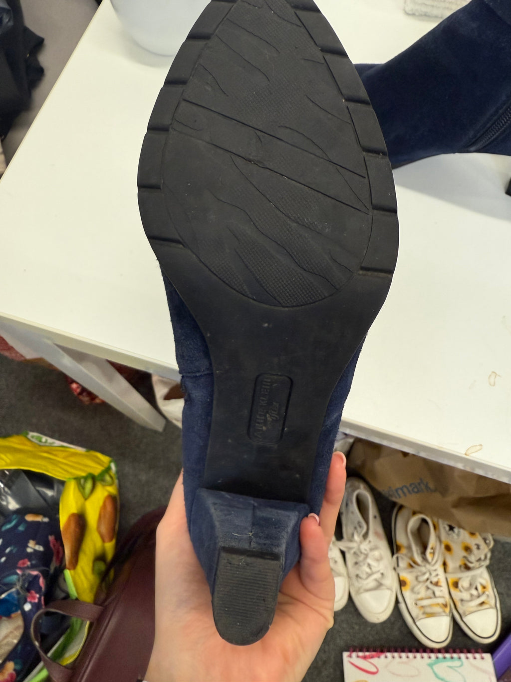 Anne Klein blue suede ankle boots