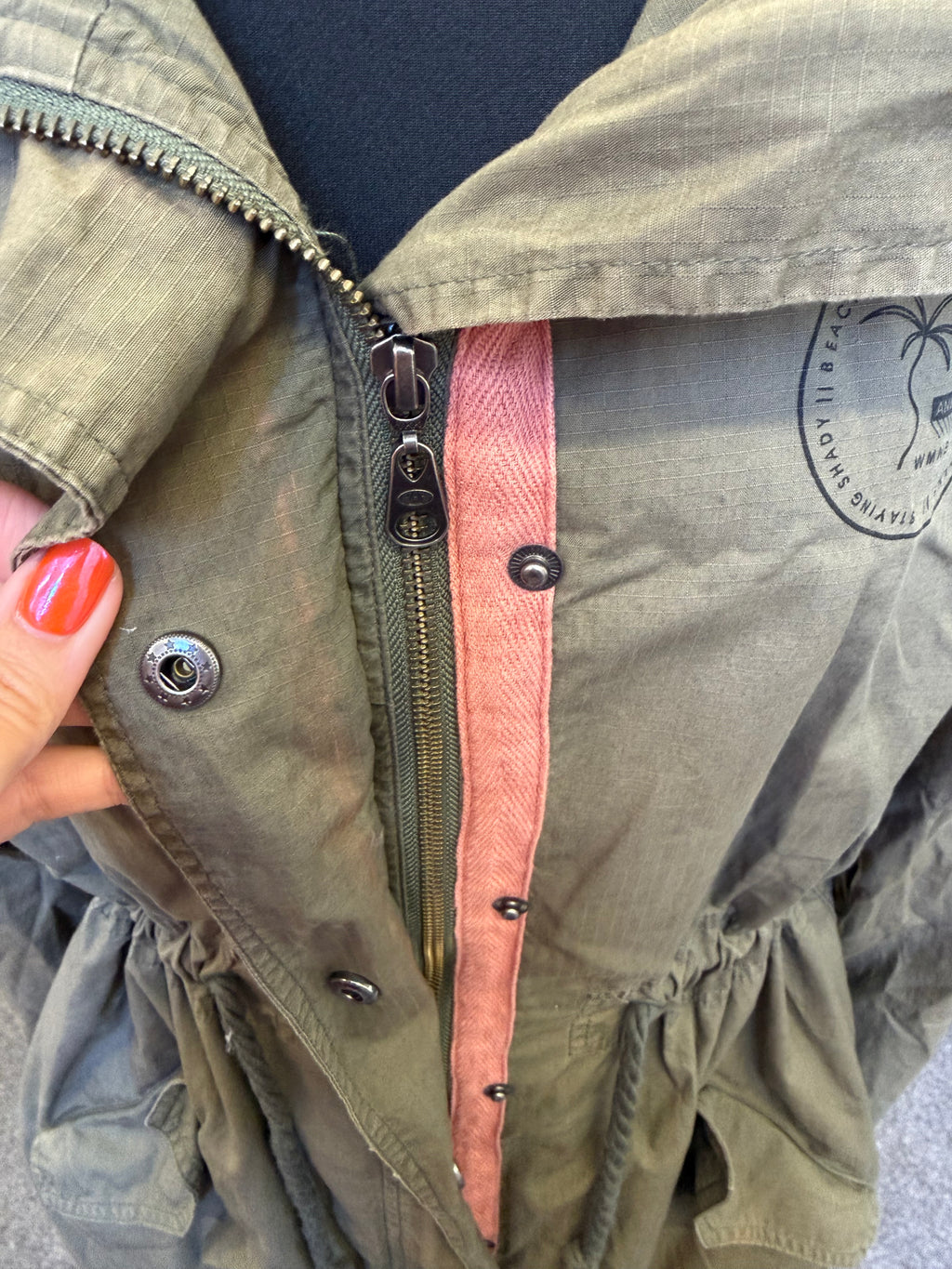 Animal khaki drawstring waist longline coat