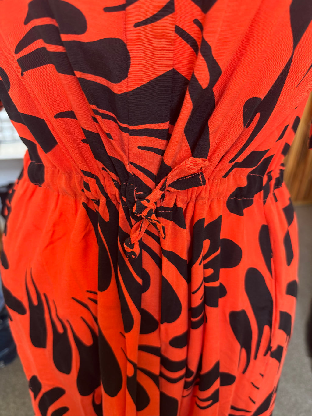 Autograph red and black print belted button short sleeve maxi dress
