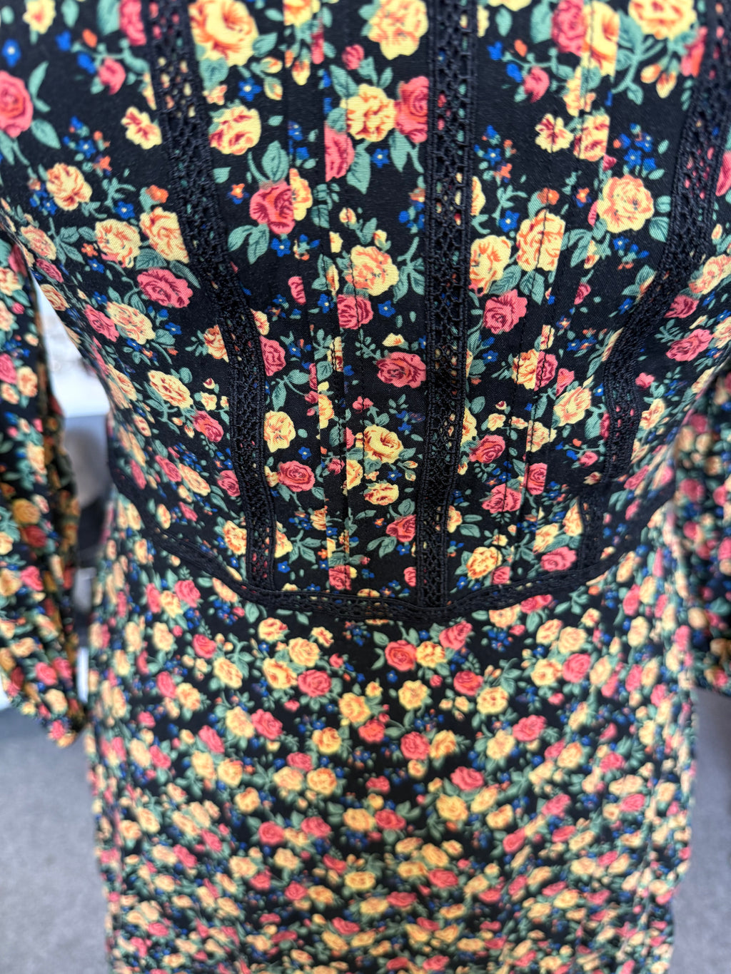 Oasis red and yellow floral high neck long sleeve mini dress