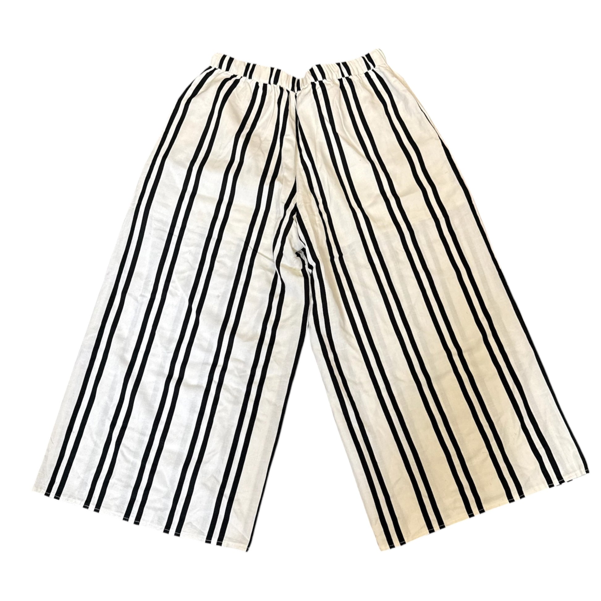 Next cream and black stripe wide leg trousers