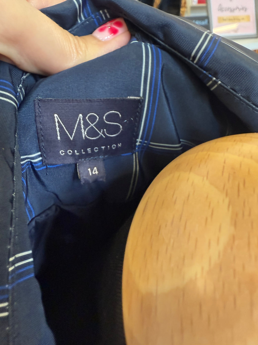 M&S navy check mac style jacket