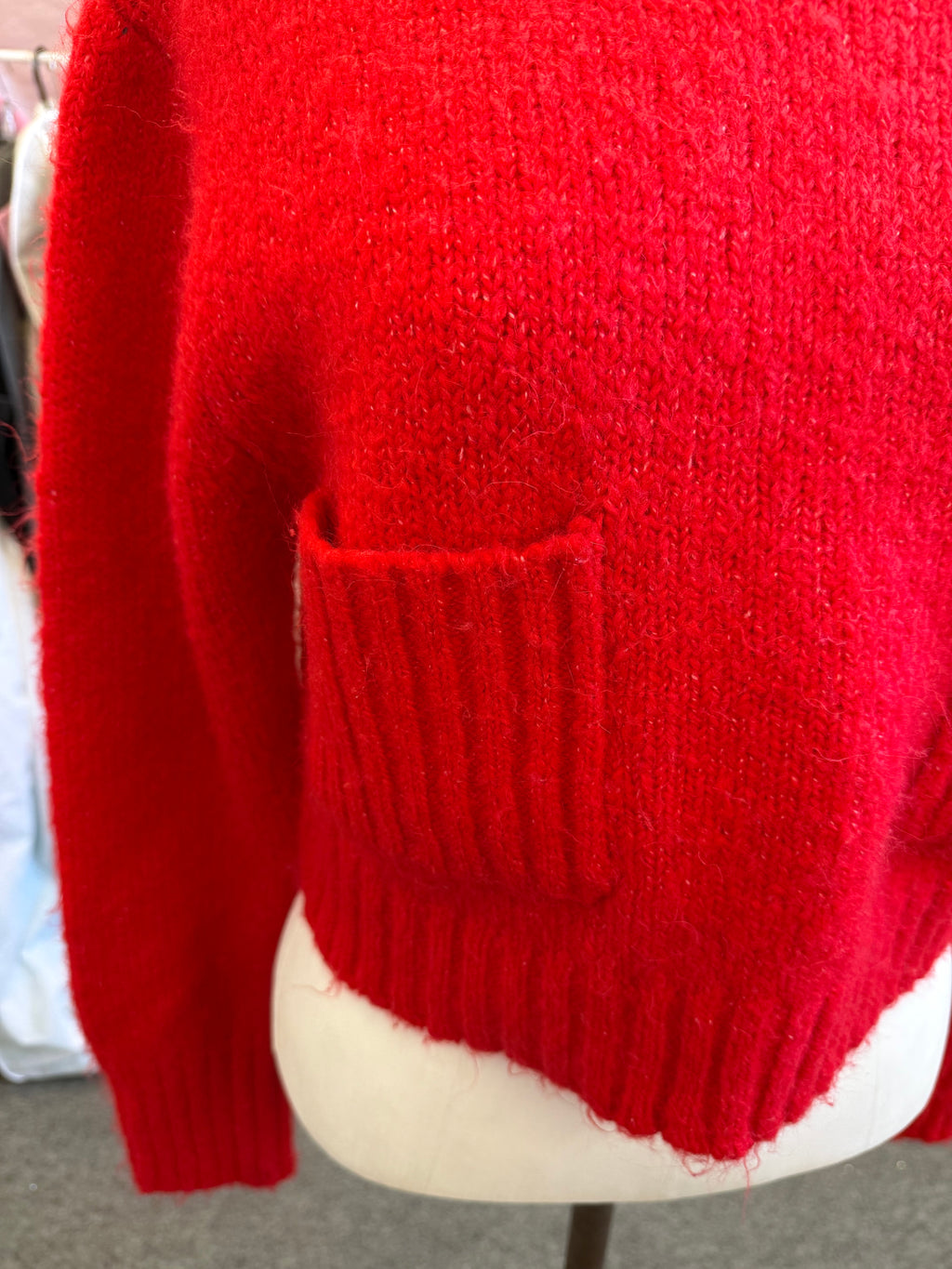 Zara red crop jumper with pockets