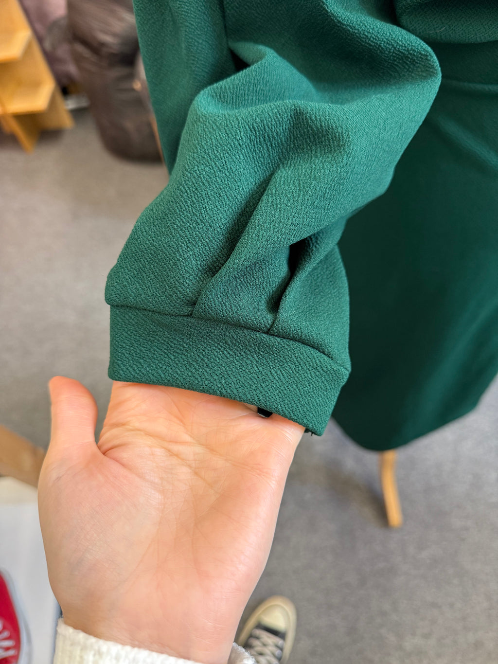 Boohoo green belted midi dress