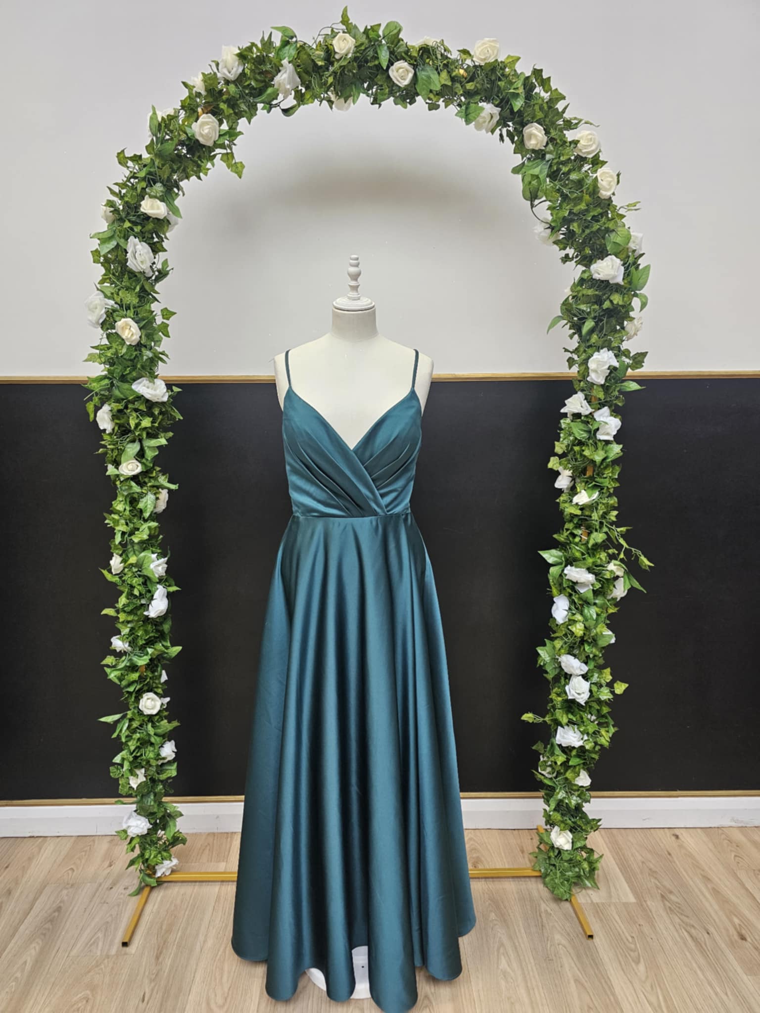 Emerald Green full skirt cross back dress