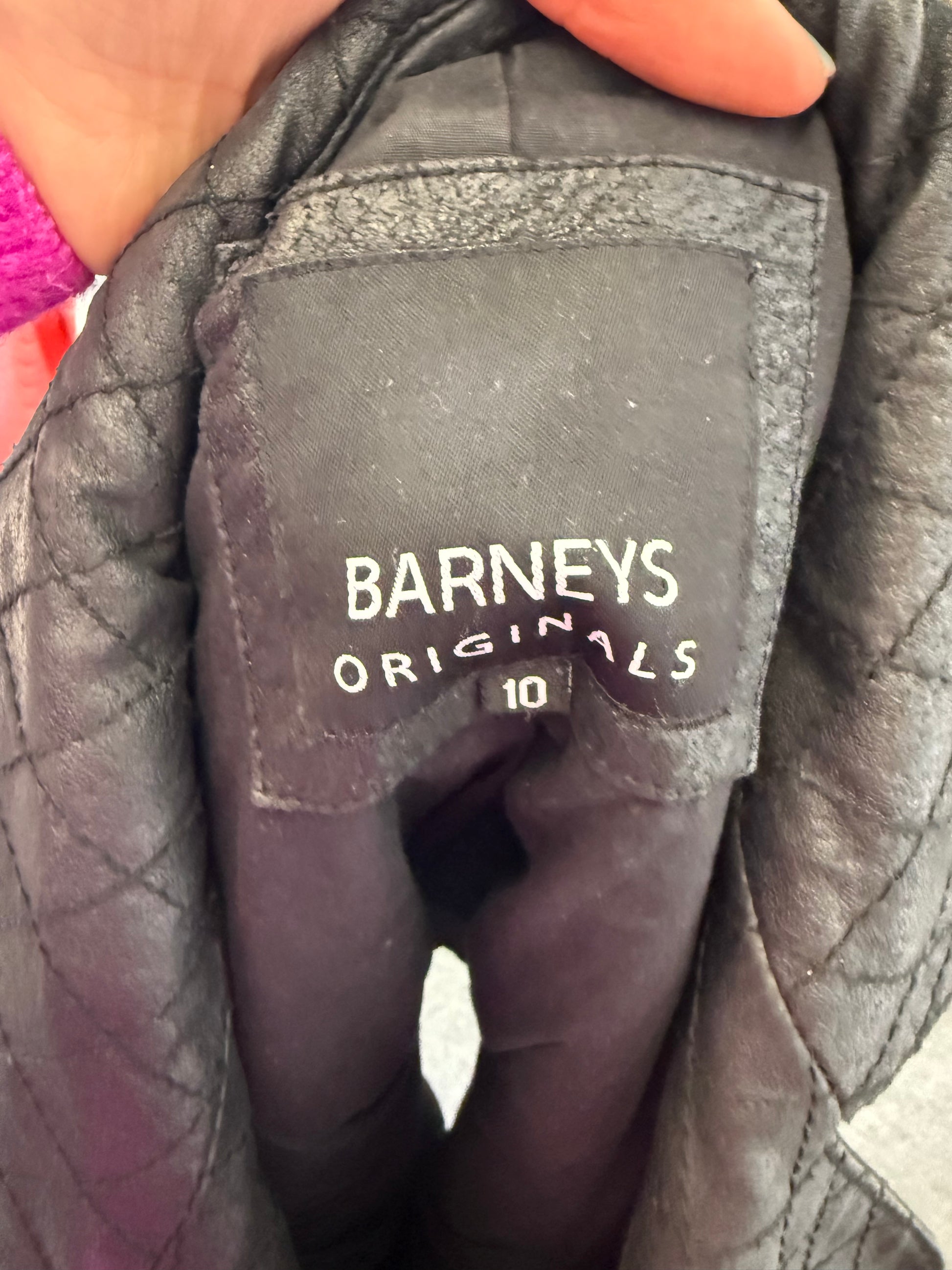 Barneys Originals black leather biker jacket