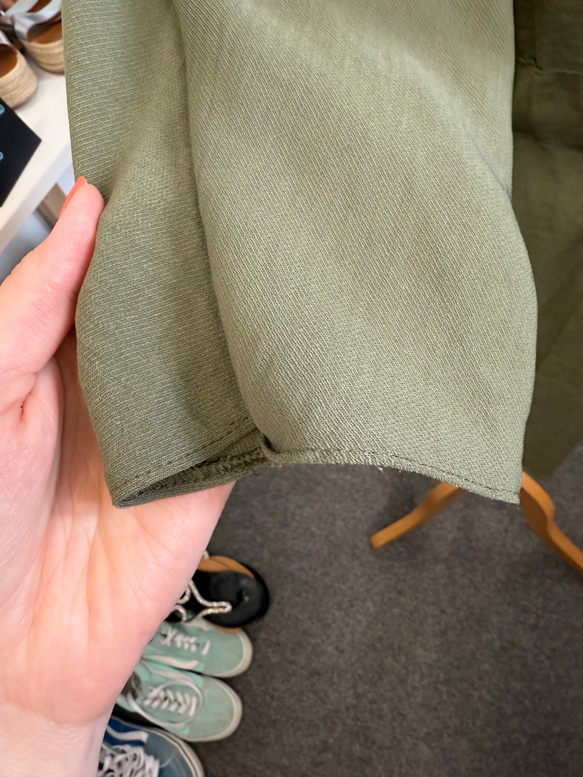 Primark khaki buttoned top with tie waist