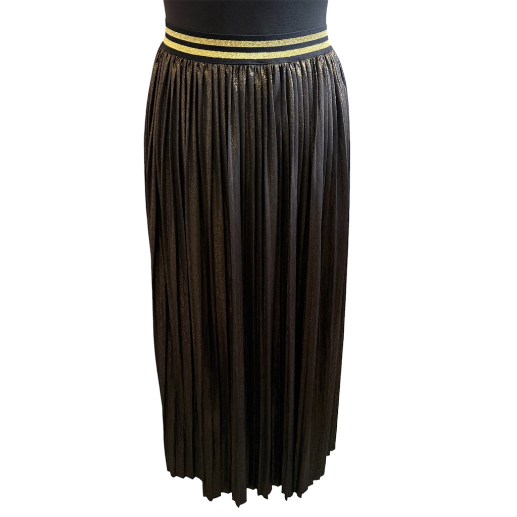 Sarta gold pleat midi skirt
