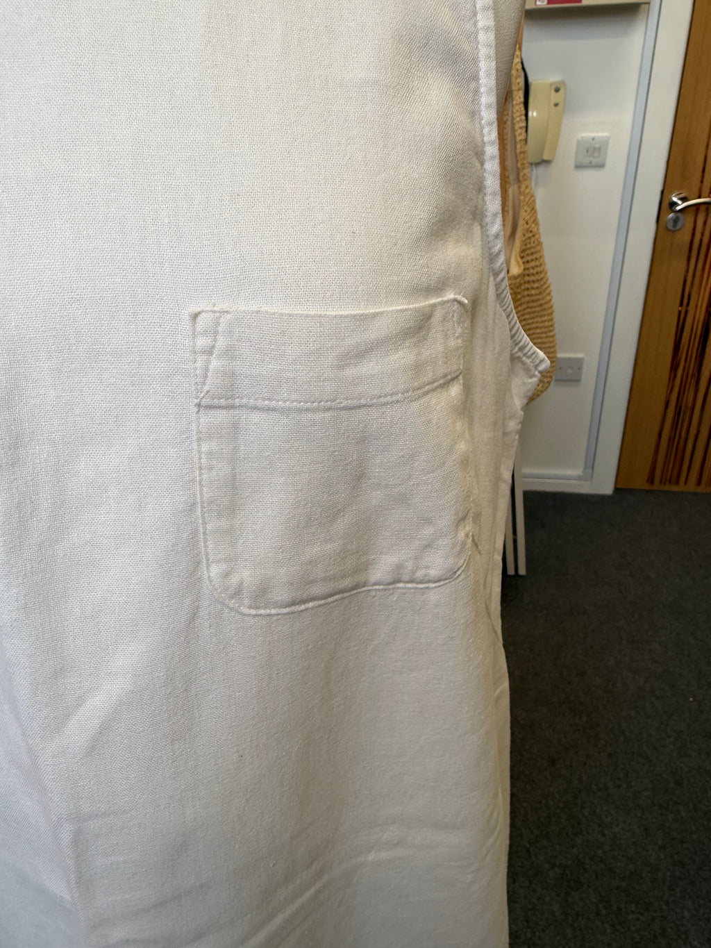 M&S white linen style frill edge dress