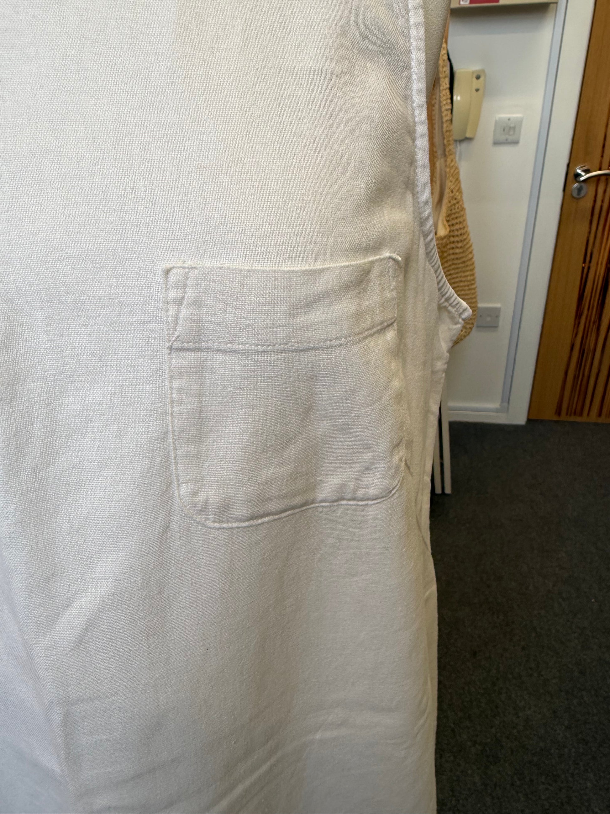 M&S white linen style frill edge dress
