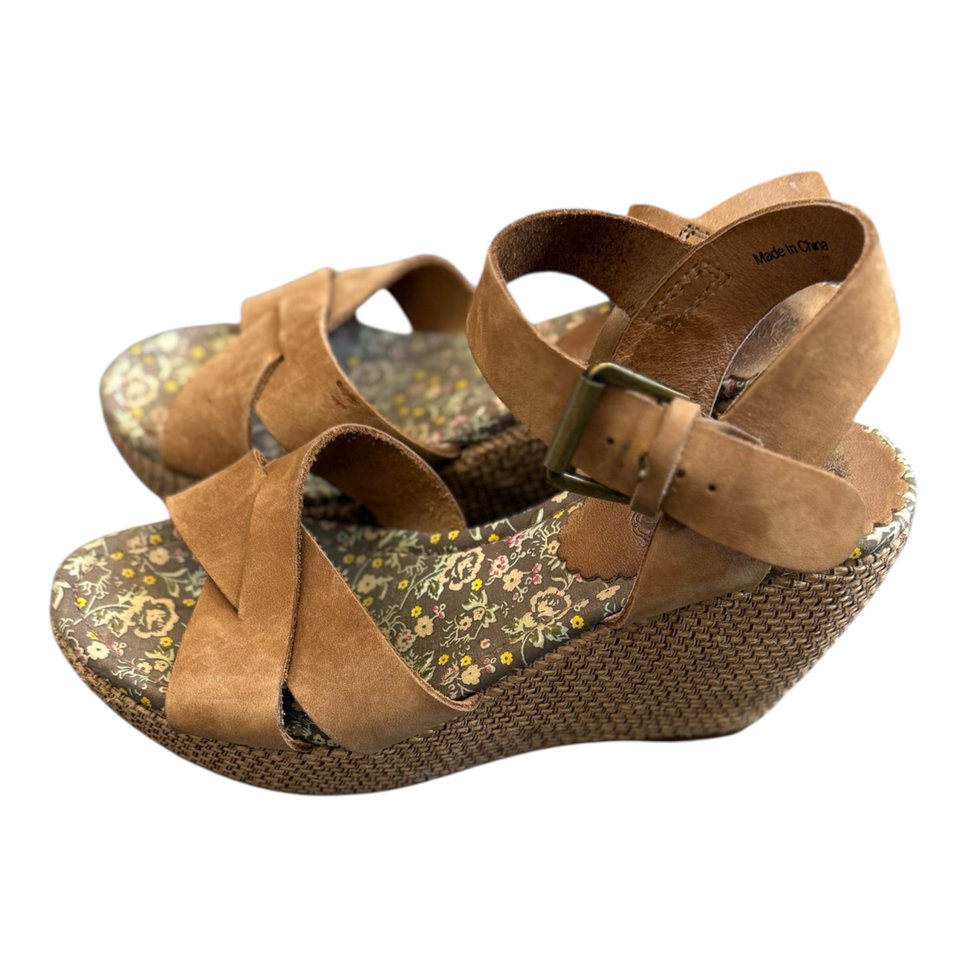 White stuff brown wedge sandals