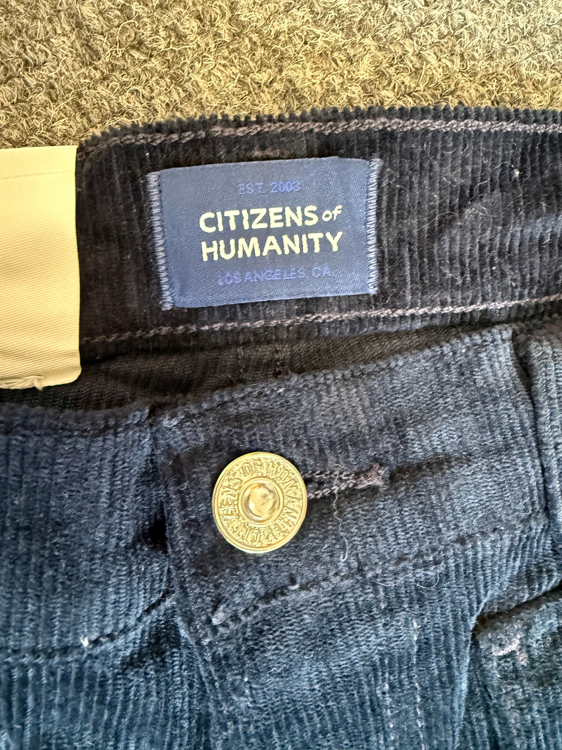 Citizens of Humanity high waisted navy wide leg cords