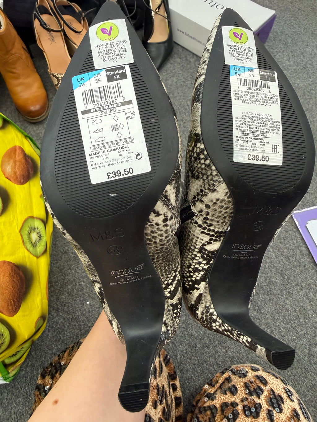 M&S snakeskin heeled ankle boots