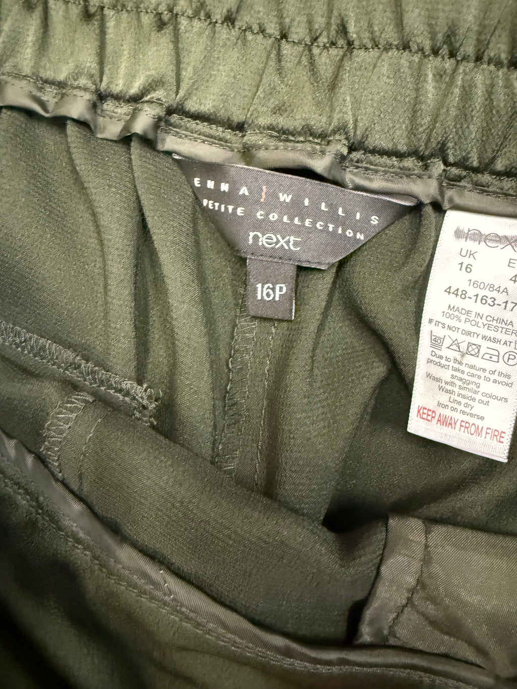 Next khaki high waist wide trousers