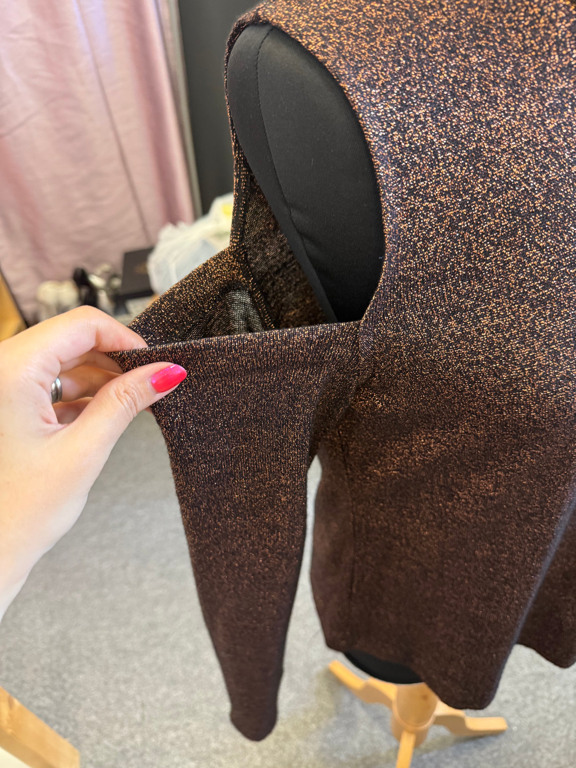 M&S sparkle cold shoulder high neck top