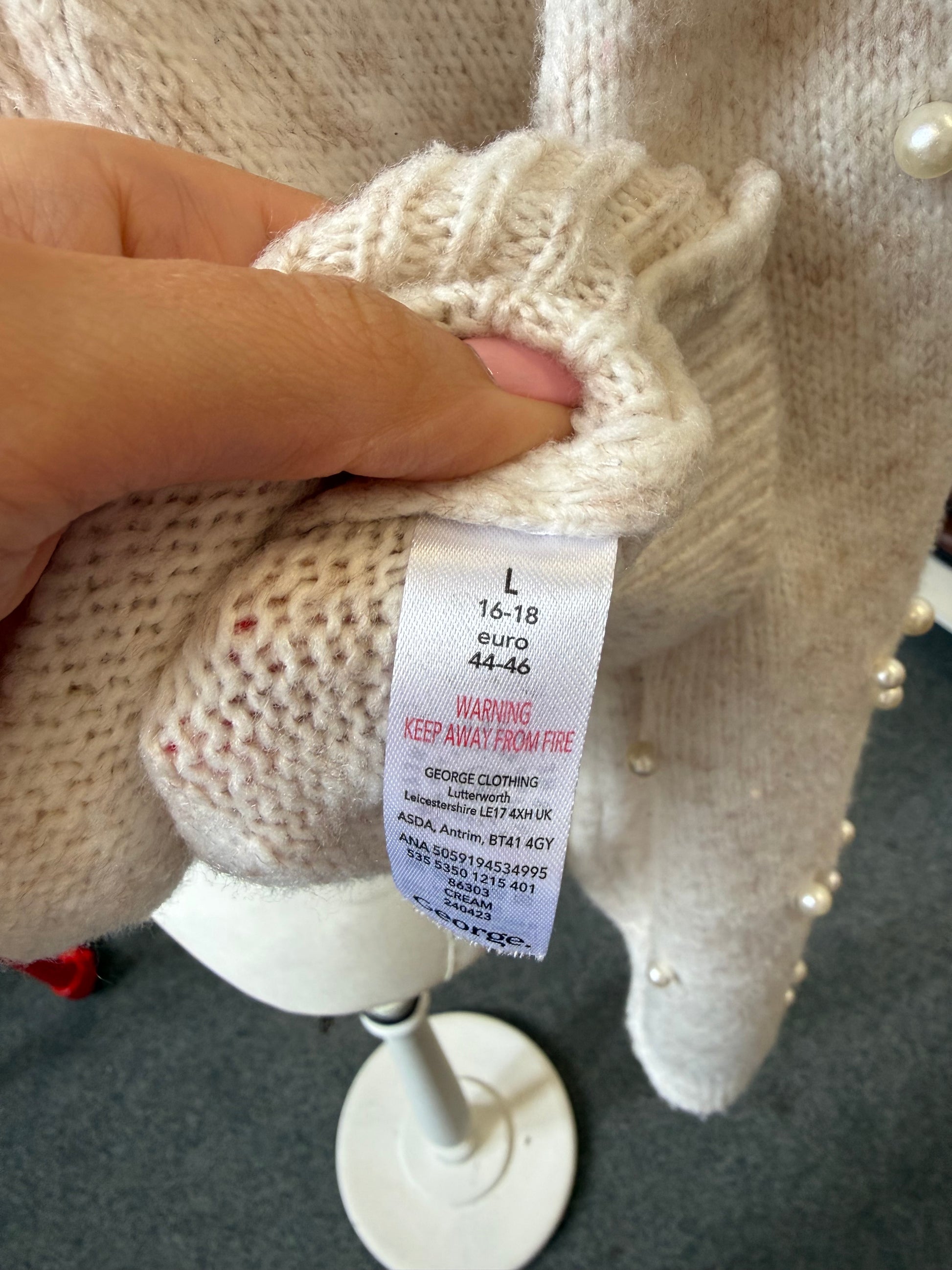 George pearl detail sleeve round neck jumper