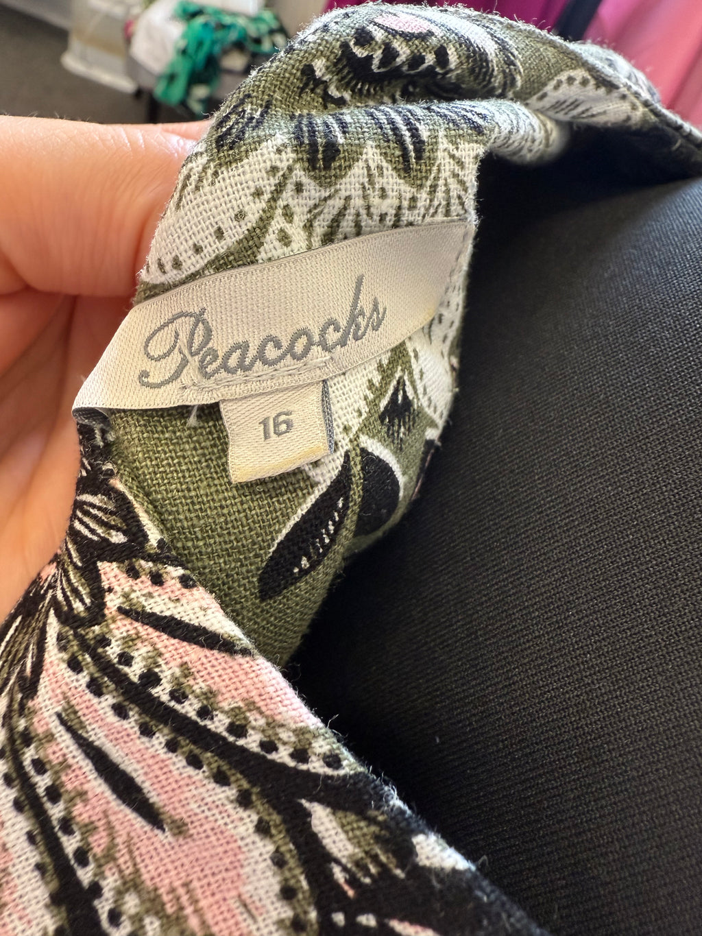 Peacocks khaki floral linen dress