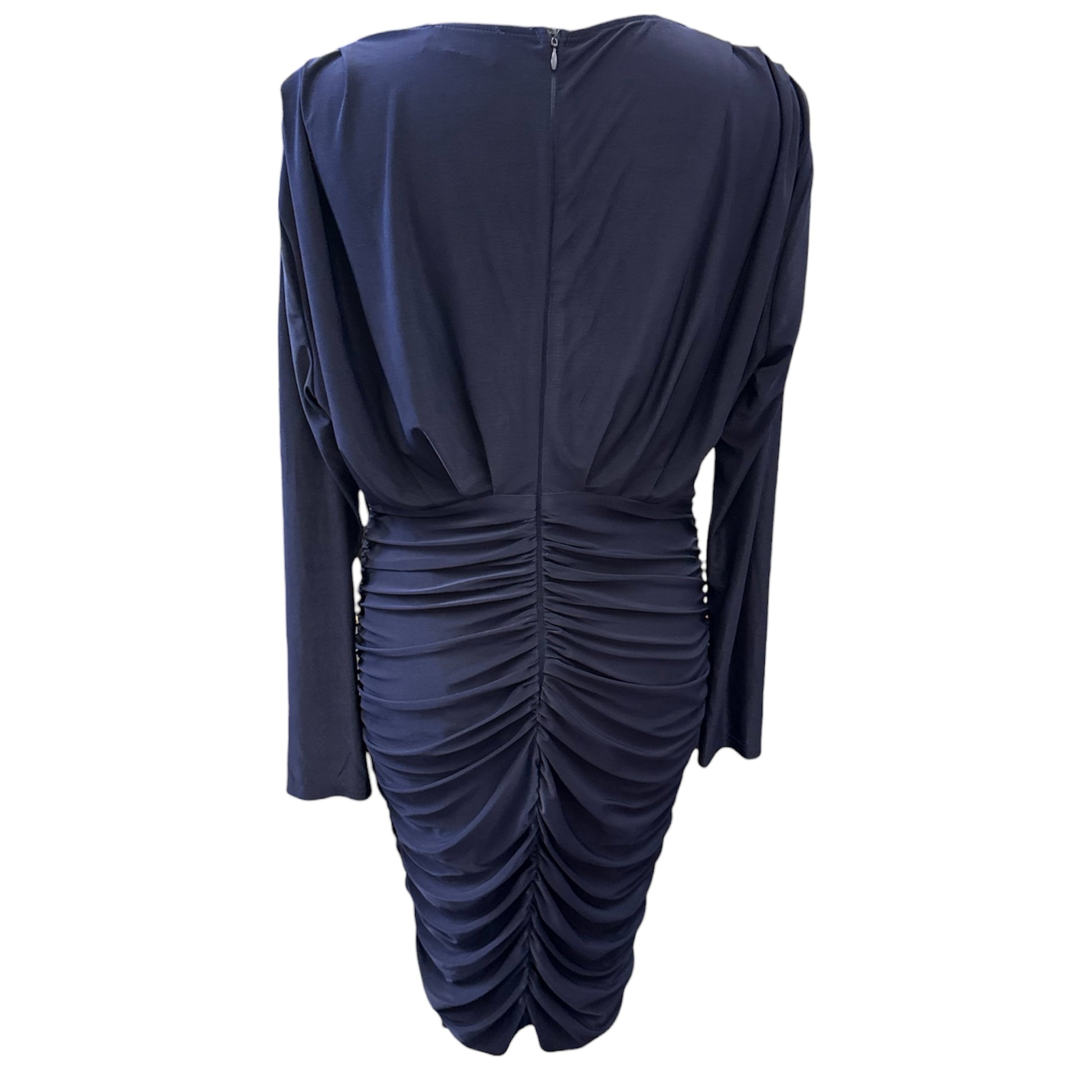 AX Paris navy long sleeved rusche dress