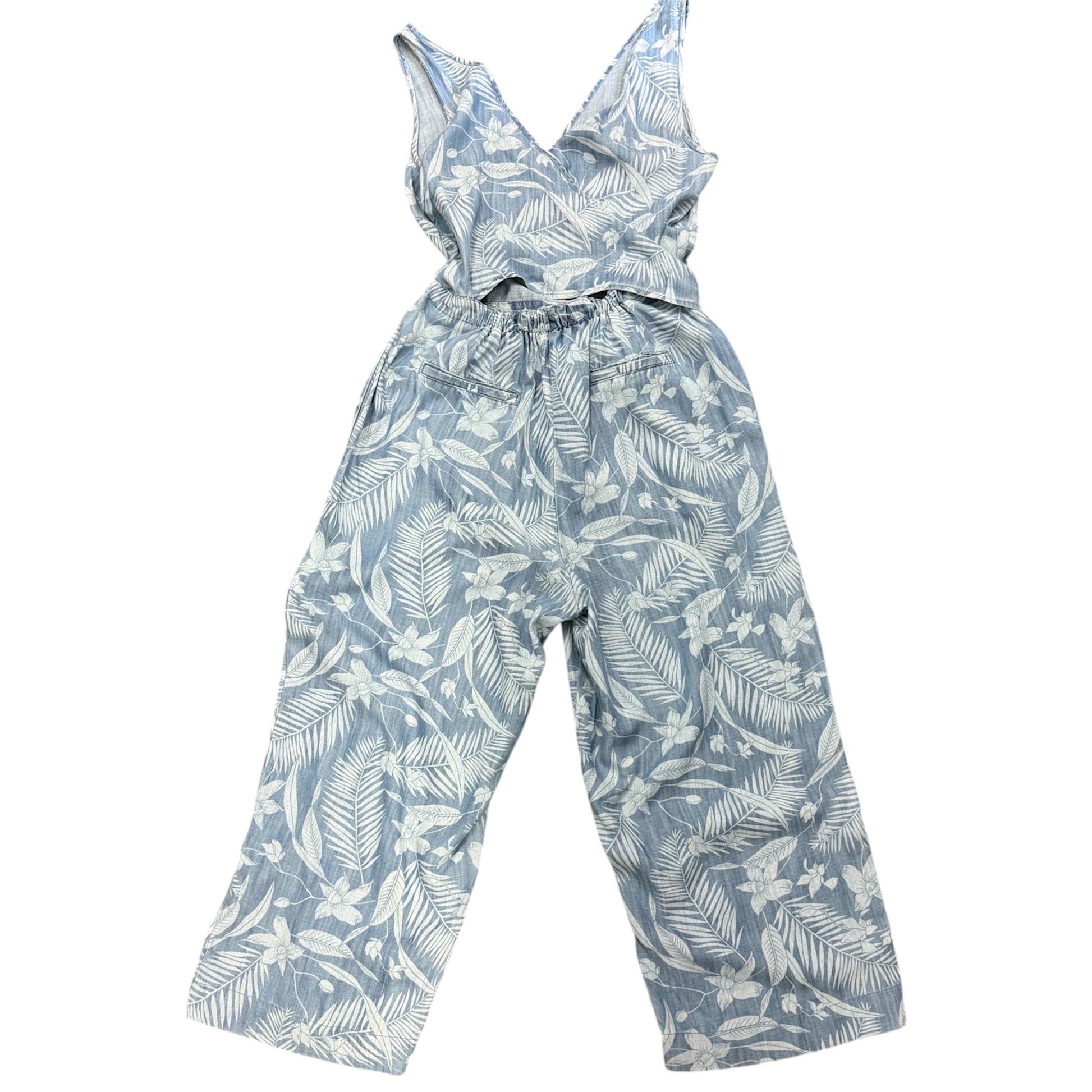 Next floral print wide leg denim style jumpsuit
