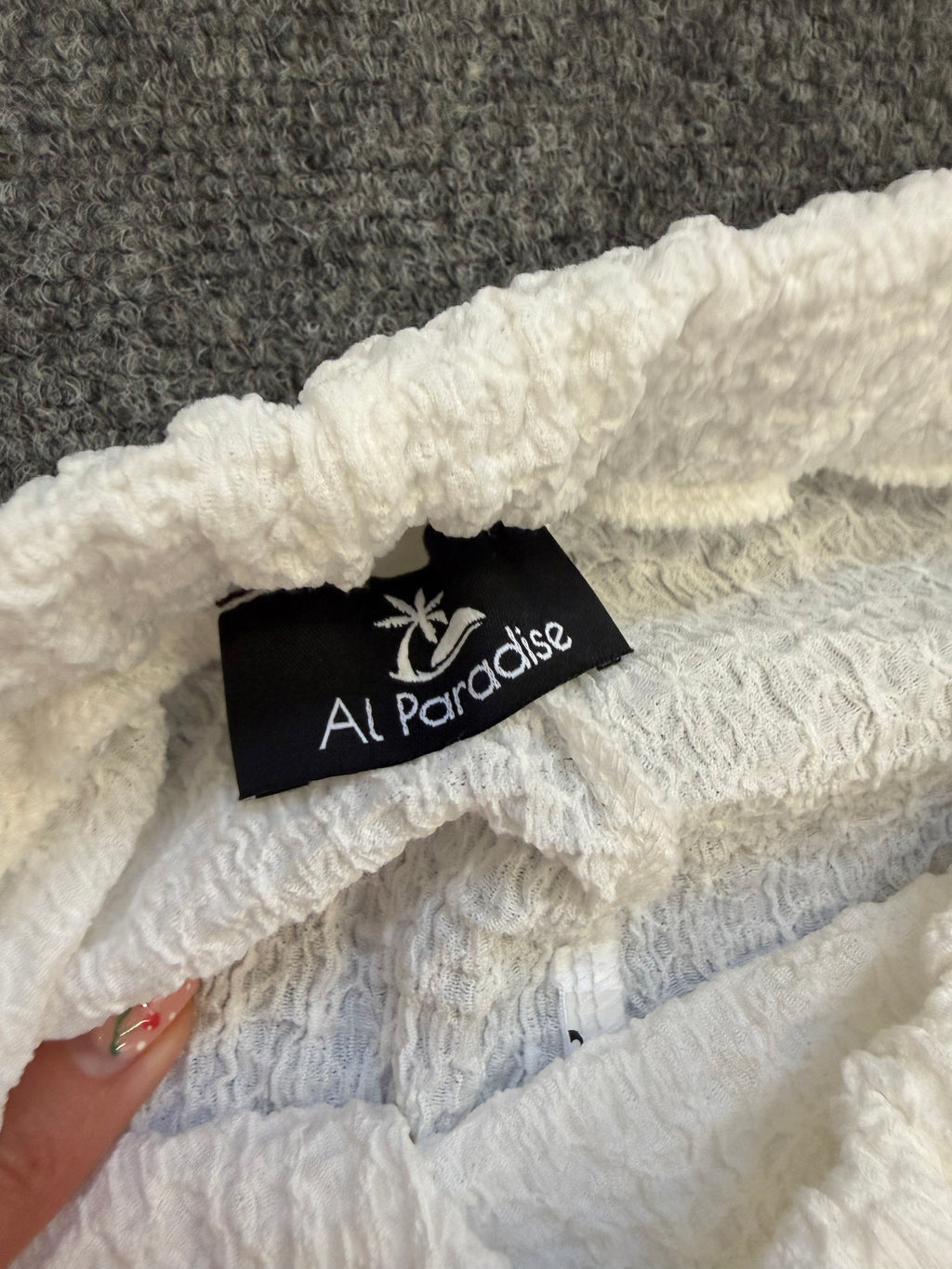 Al Paradise white wide leg crinkle crop trousers