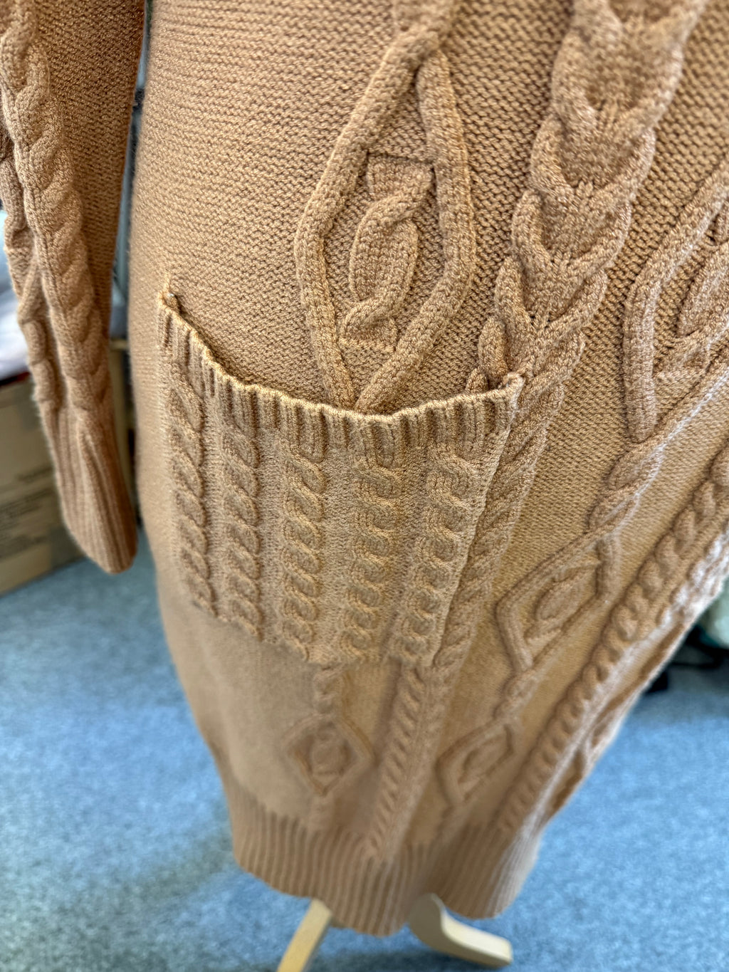 Beige cable knit dress