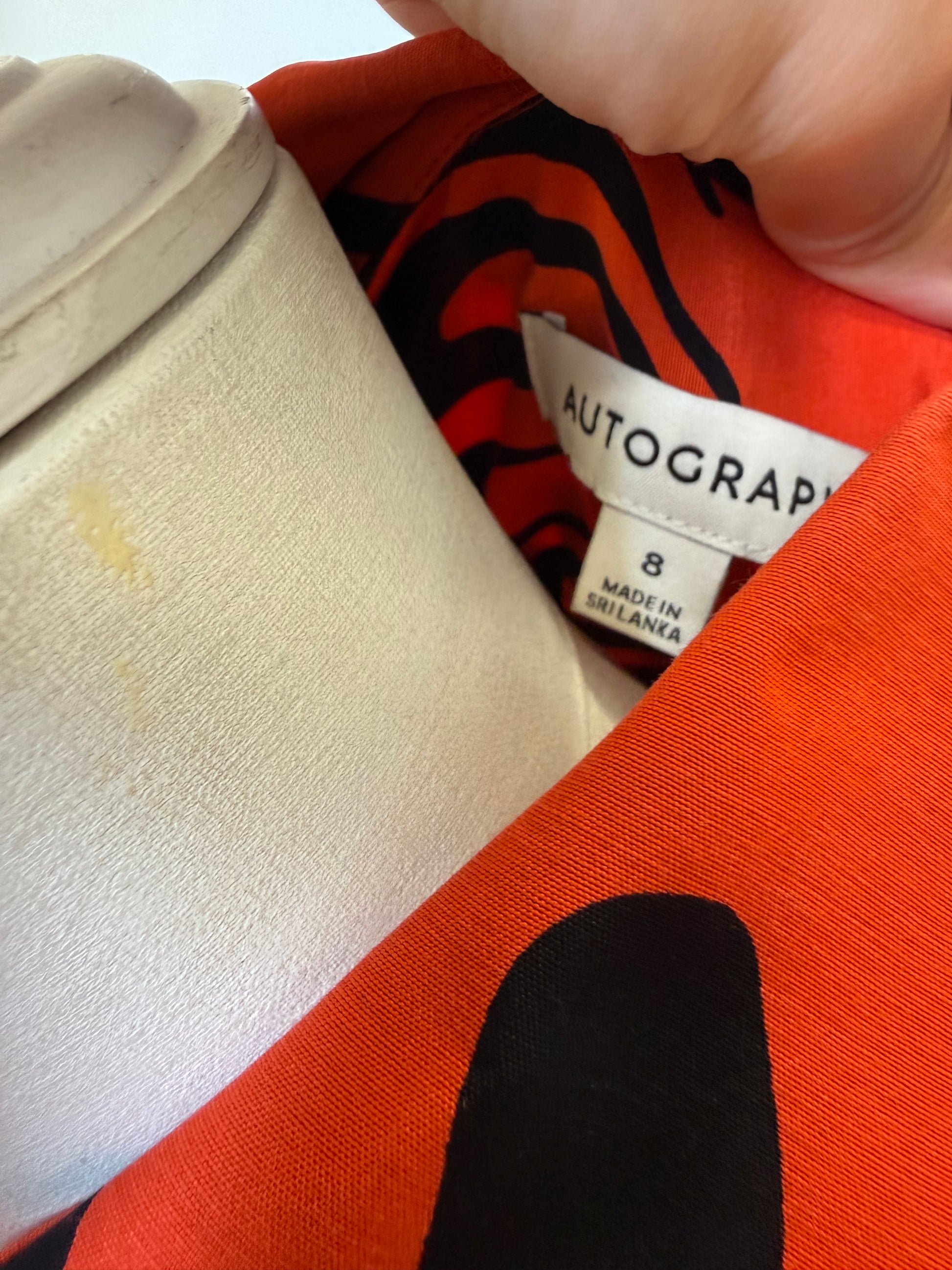 Autograph red and black print belted button short sleeve maxi dress