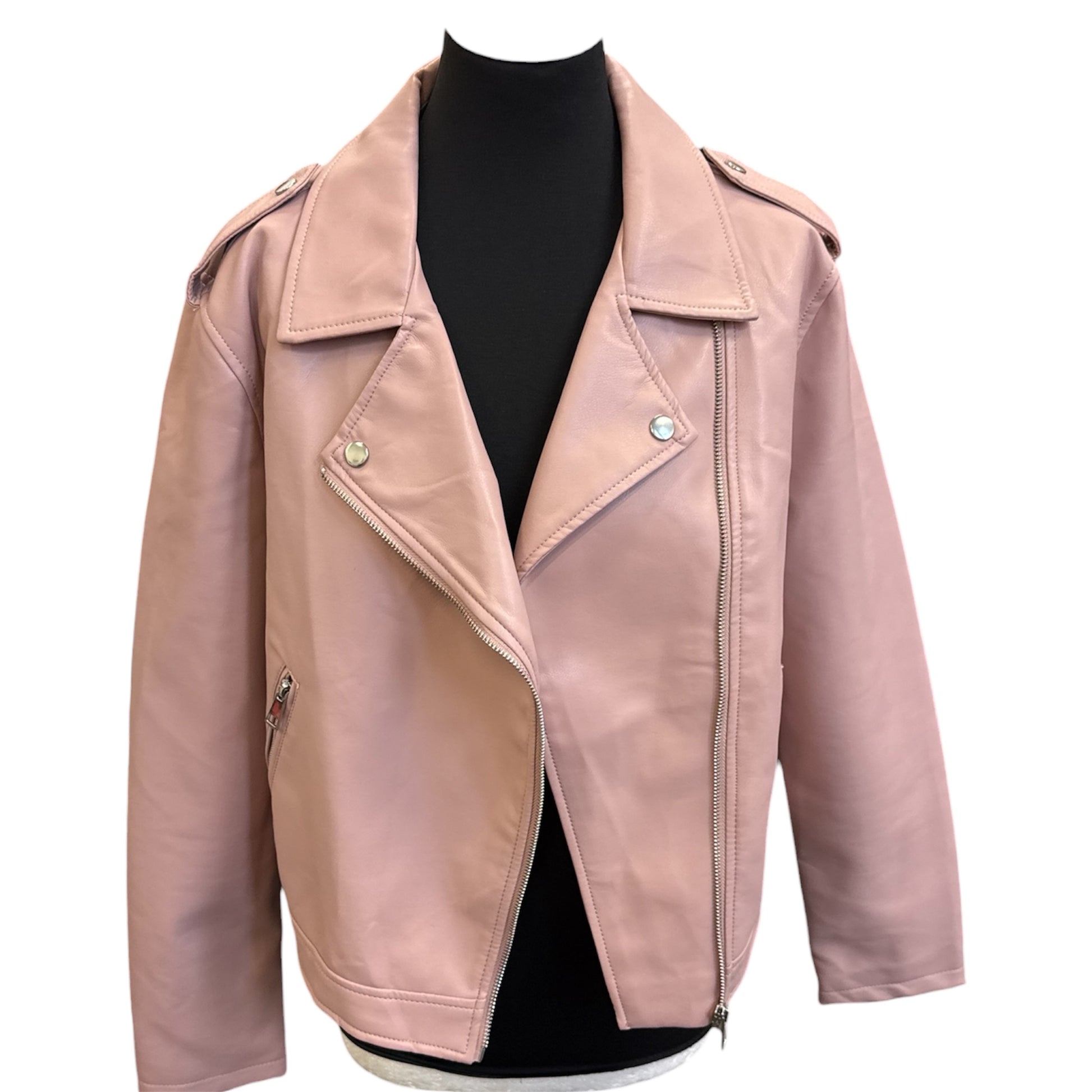 Primark pink faux leather biker jacket