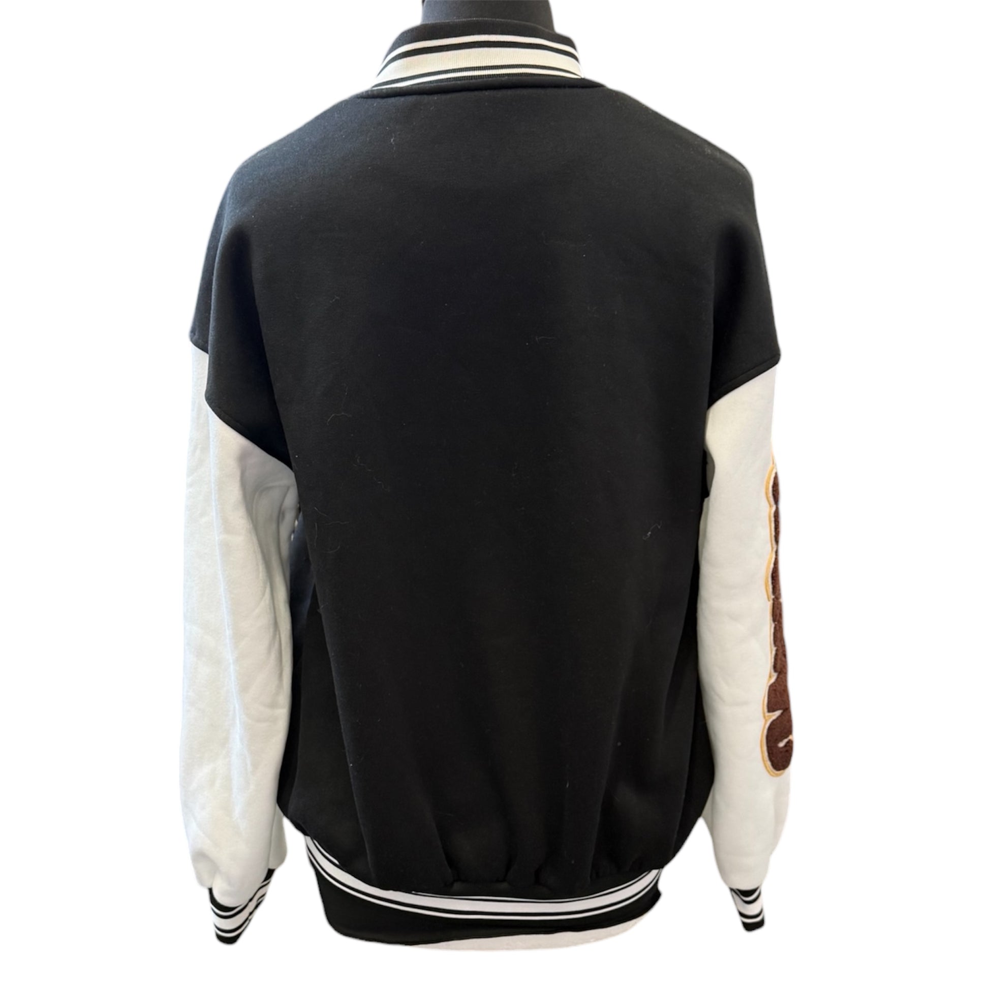 Black and white oversize baseball jacket