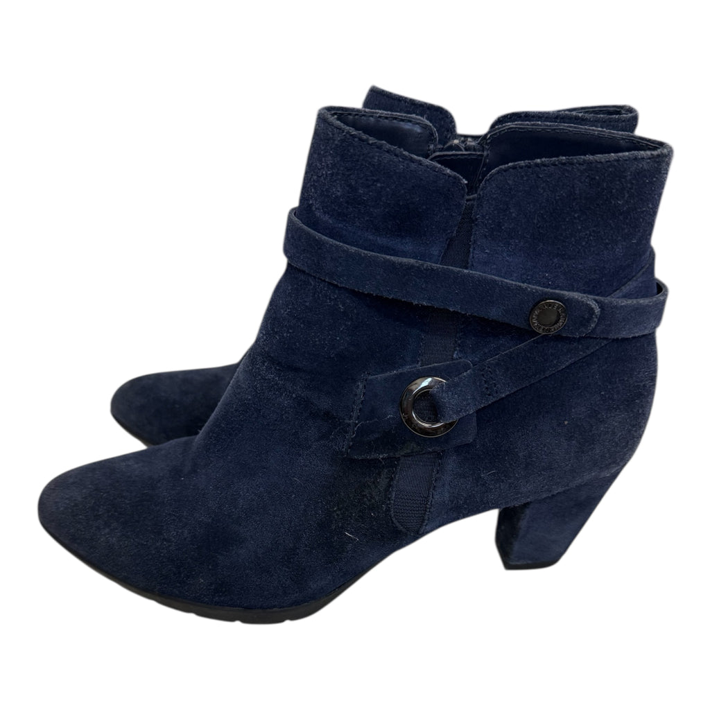 Anne Klein blue suede ankle boots