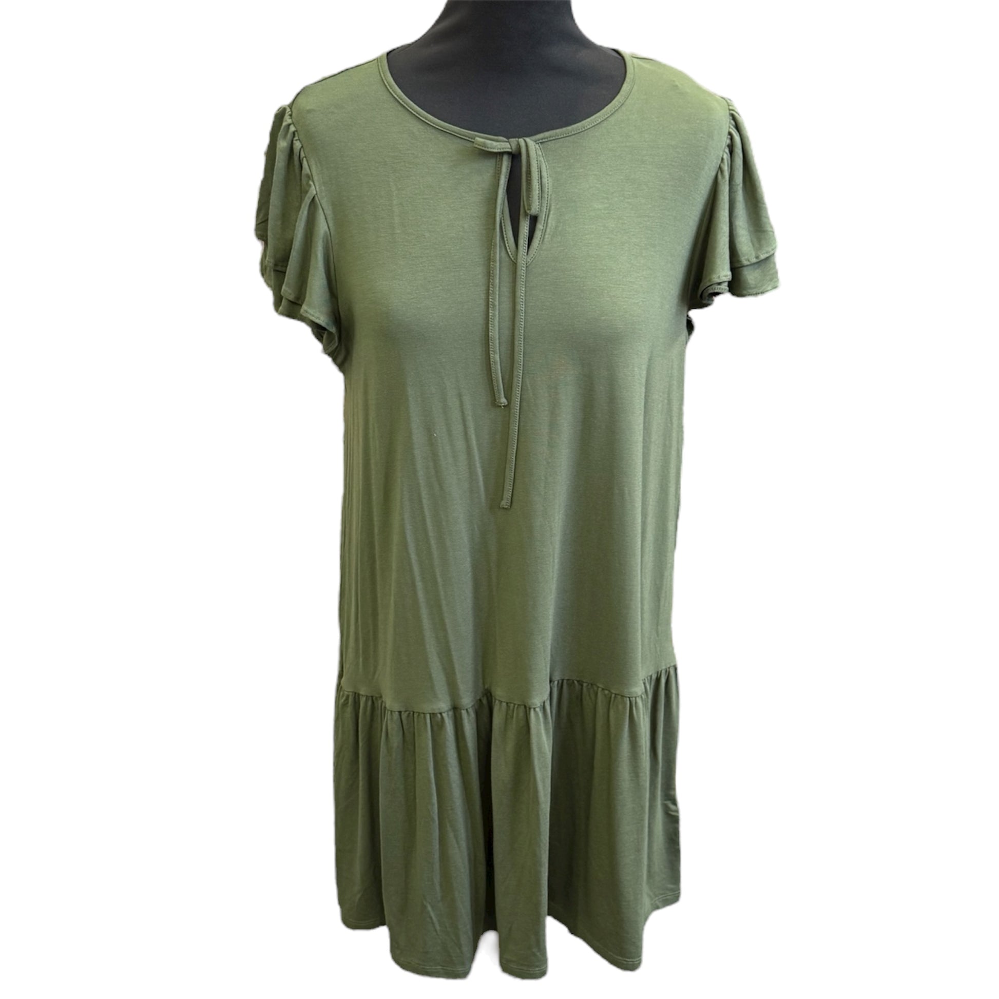 M&S frill sleeve khaki dress