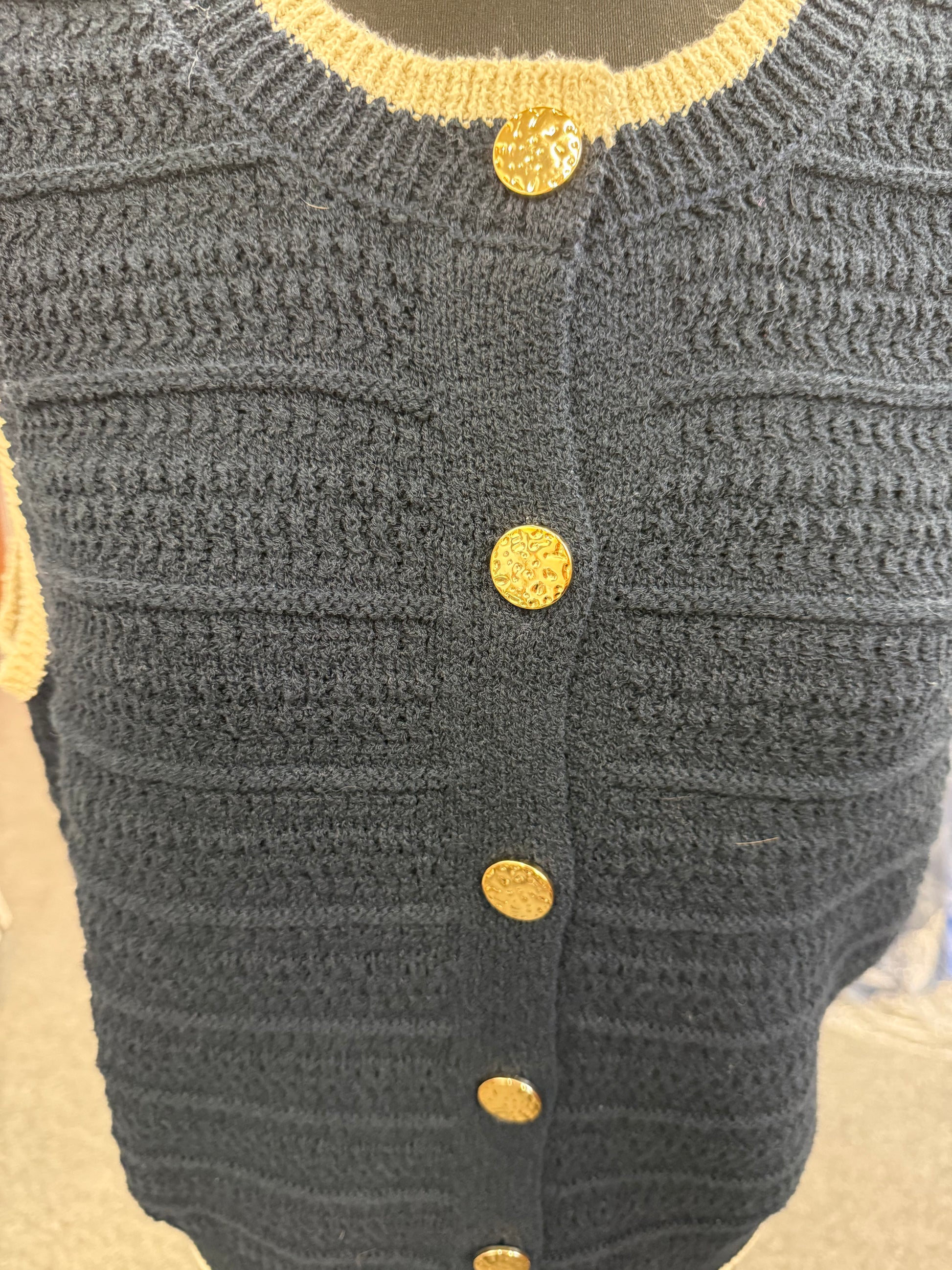 Papaya navy buttoned knit waistcoat