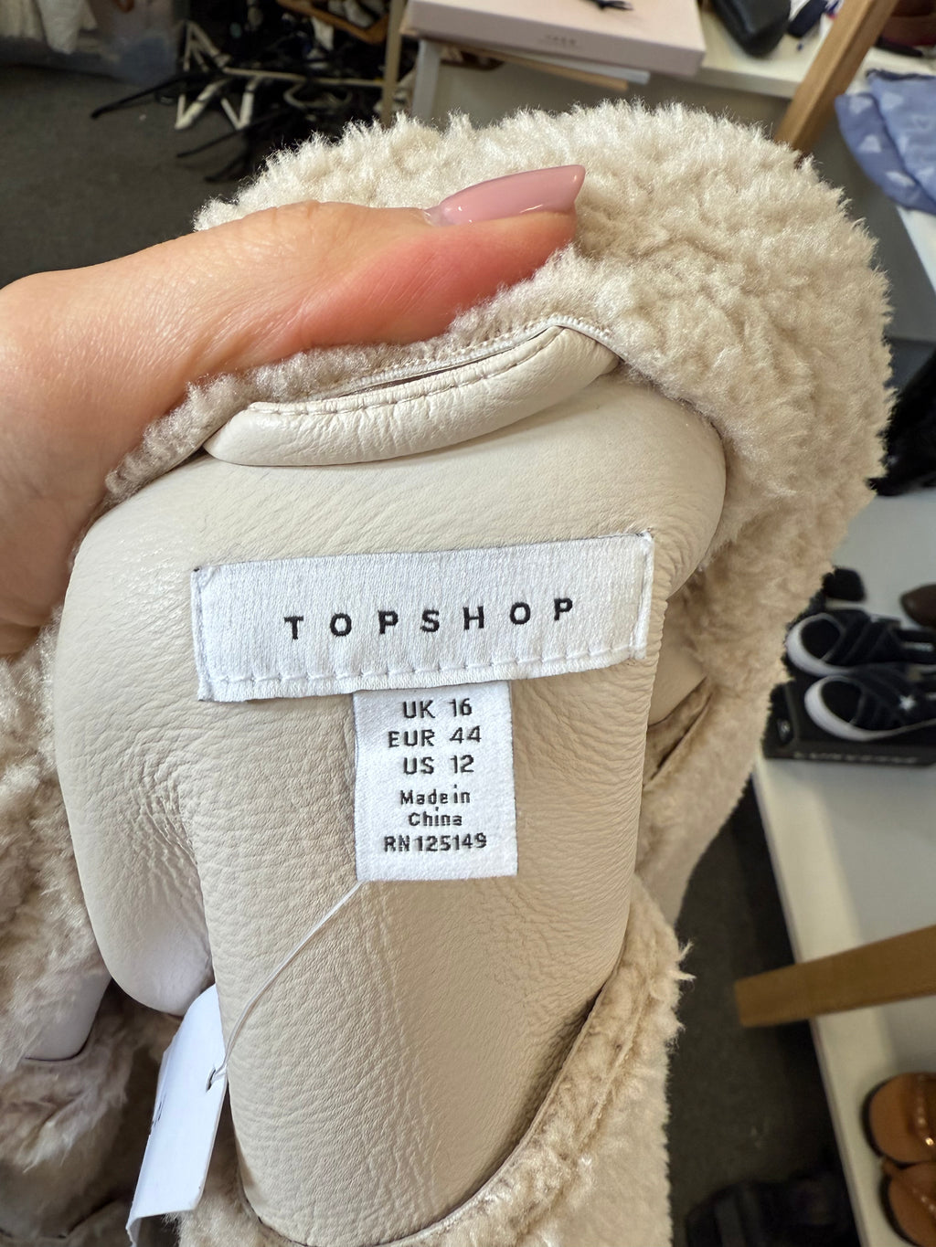 Topshop faux leather sheepskin effect jacket