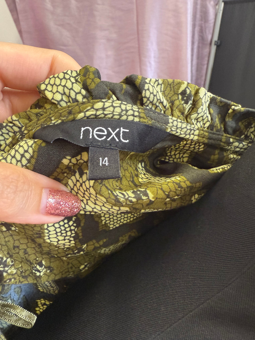 Next snakeskin long sleeved frill mini dress