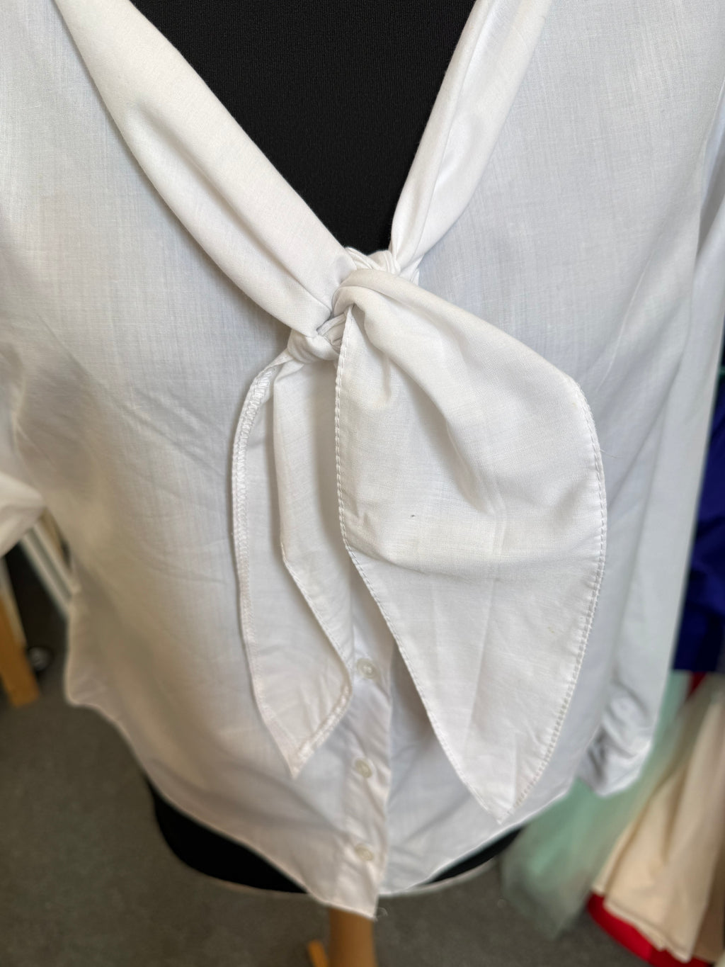 Primark white tie neck blouse
